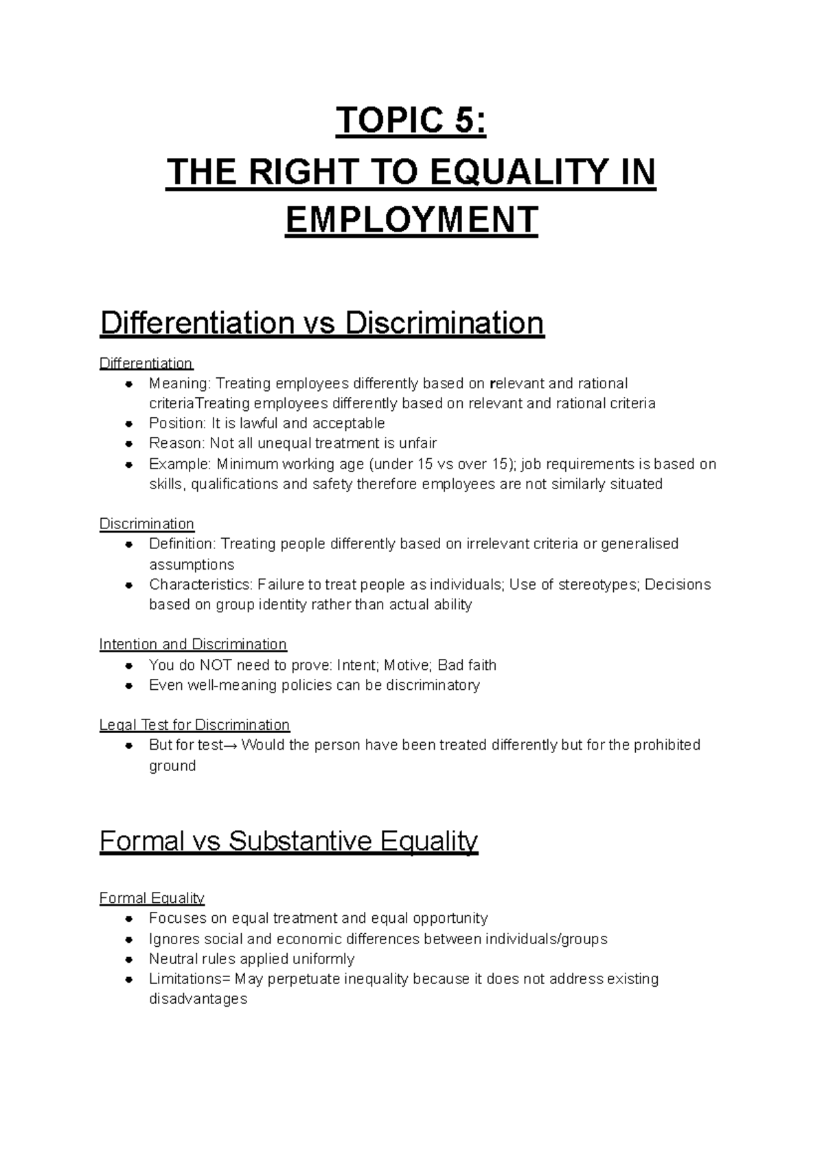 Topic 5: The Right to Equality in Employment - Labour Law Insights ...