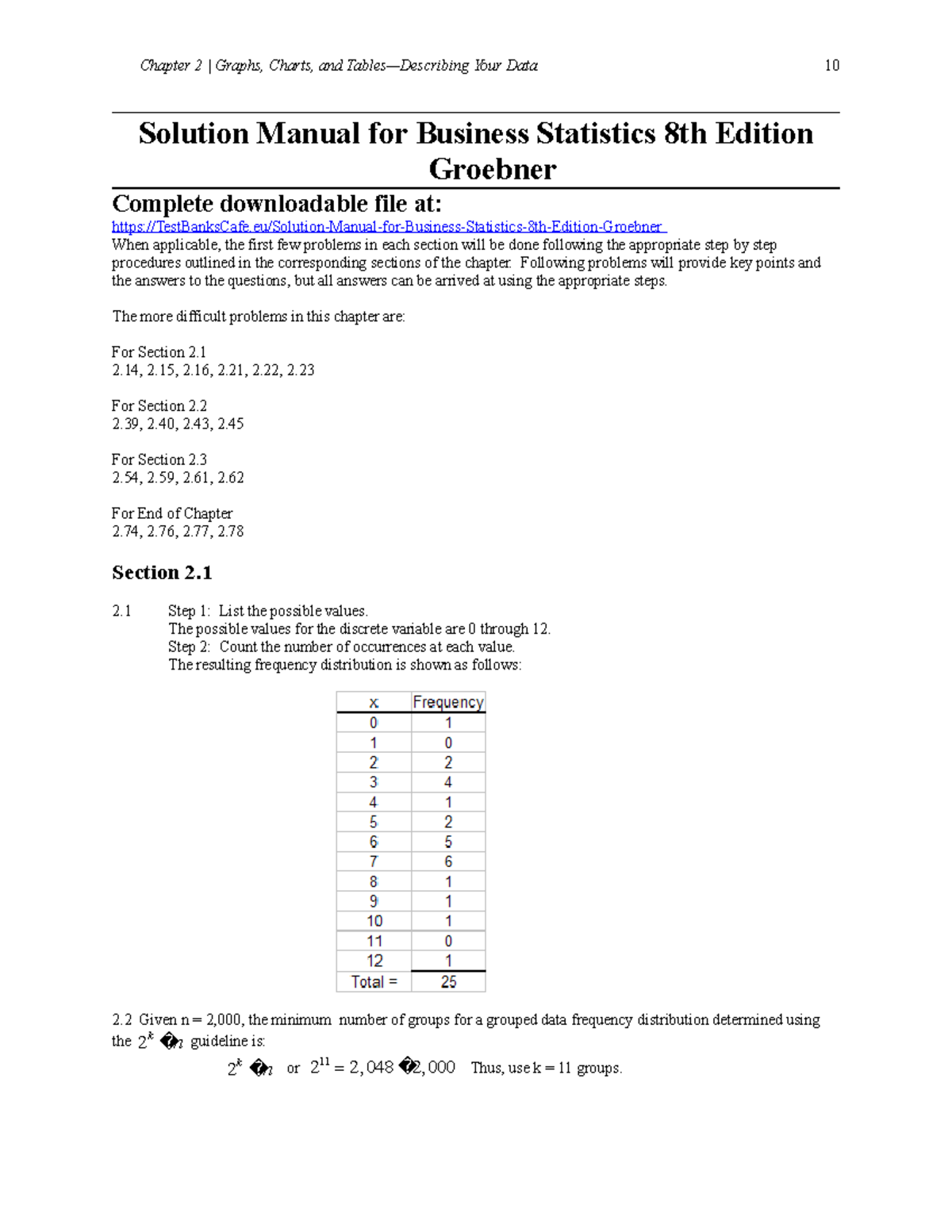 Business Statistics 8th Ed. Ch. 2: Graphs, Charts, and Data Solutions ...