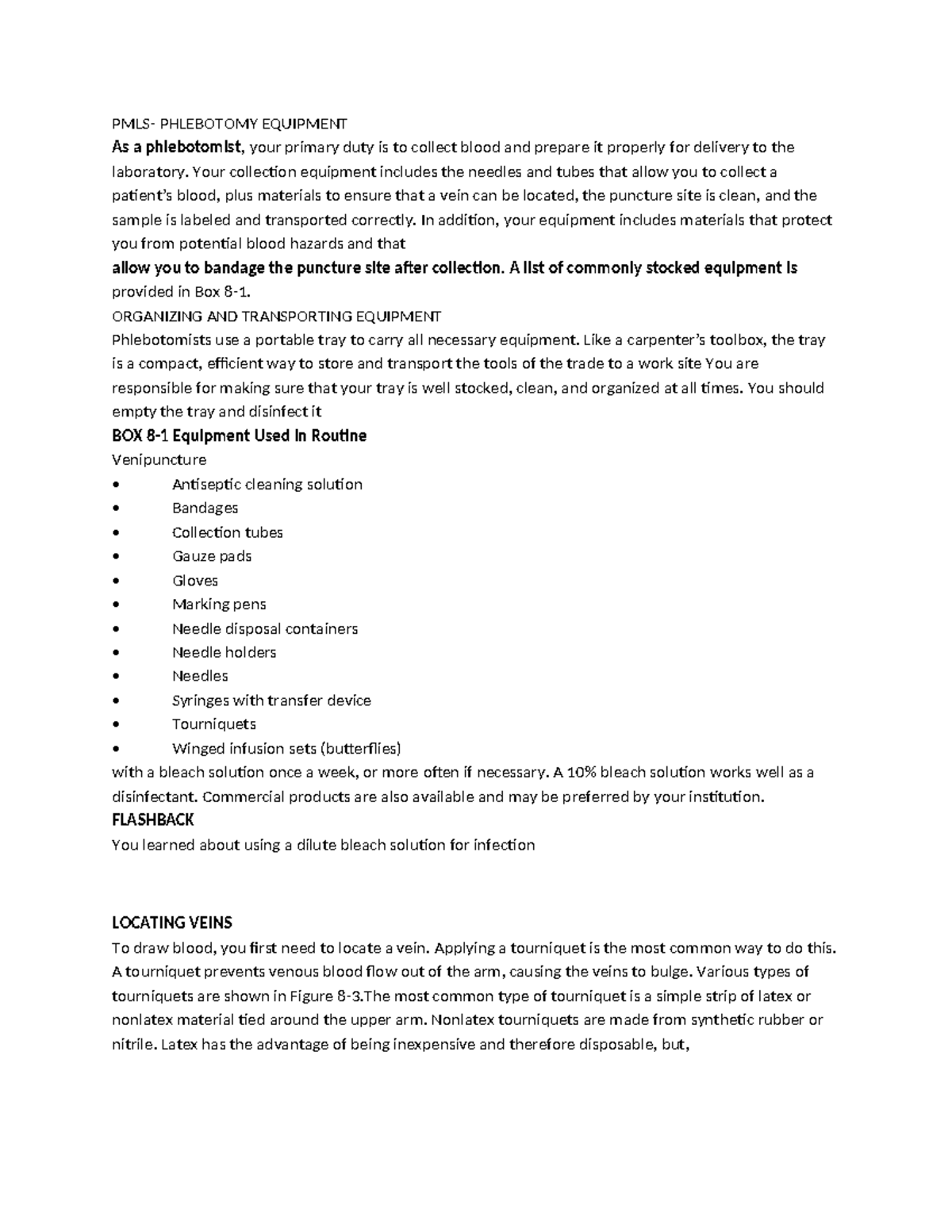 Pmls midterm - first year second sem - PMLS- PHLEBOTOMY EQUIPMENT As a ...