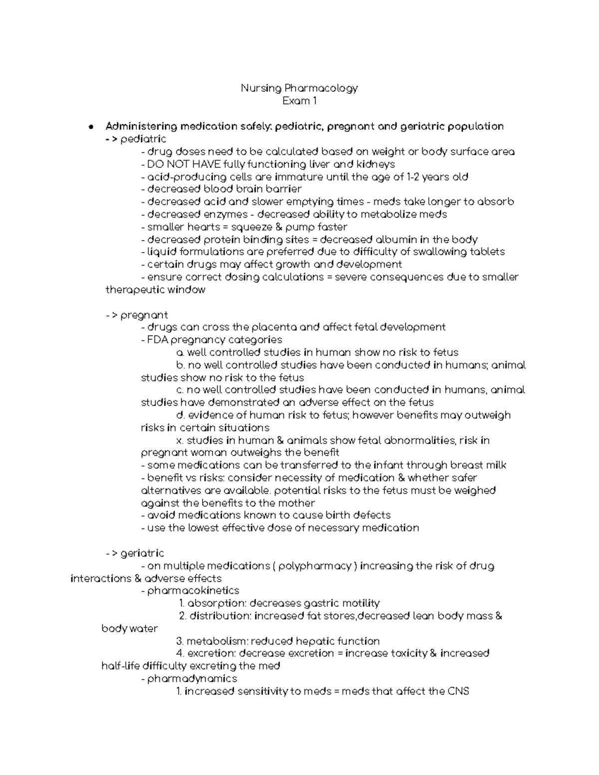 Nursing Pharmacology Exam 1 Notes: Safe Medication Administration - Studocu
