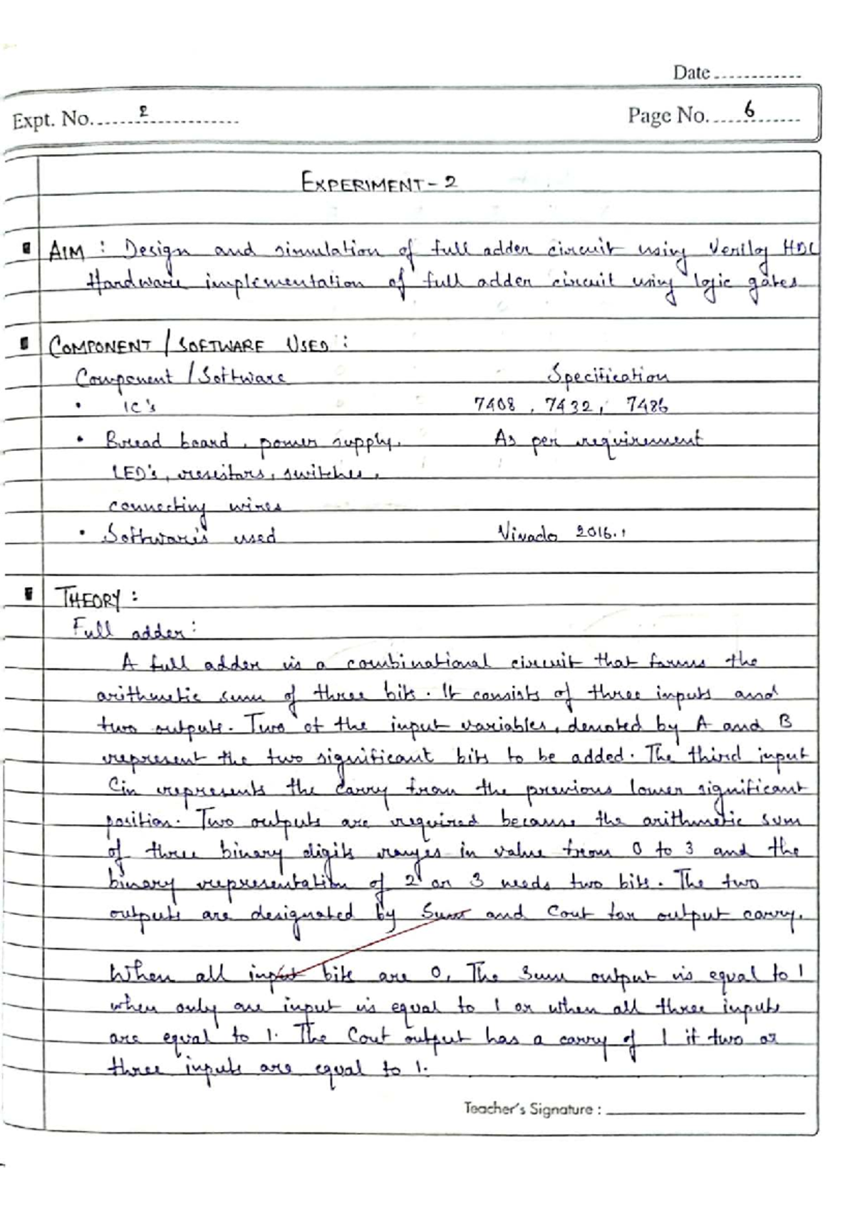 DSD Lab Exp 2: Full Adder & Subtractor Design Using Verilog - Studocu