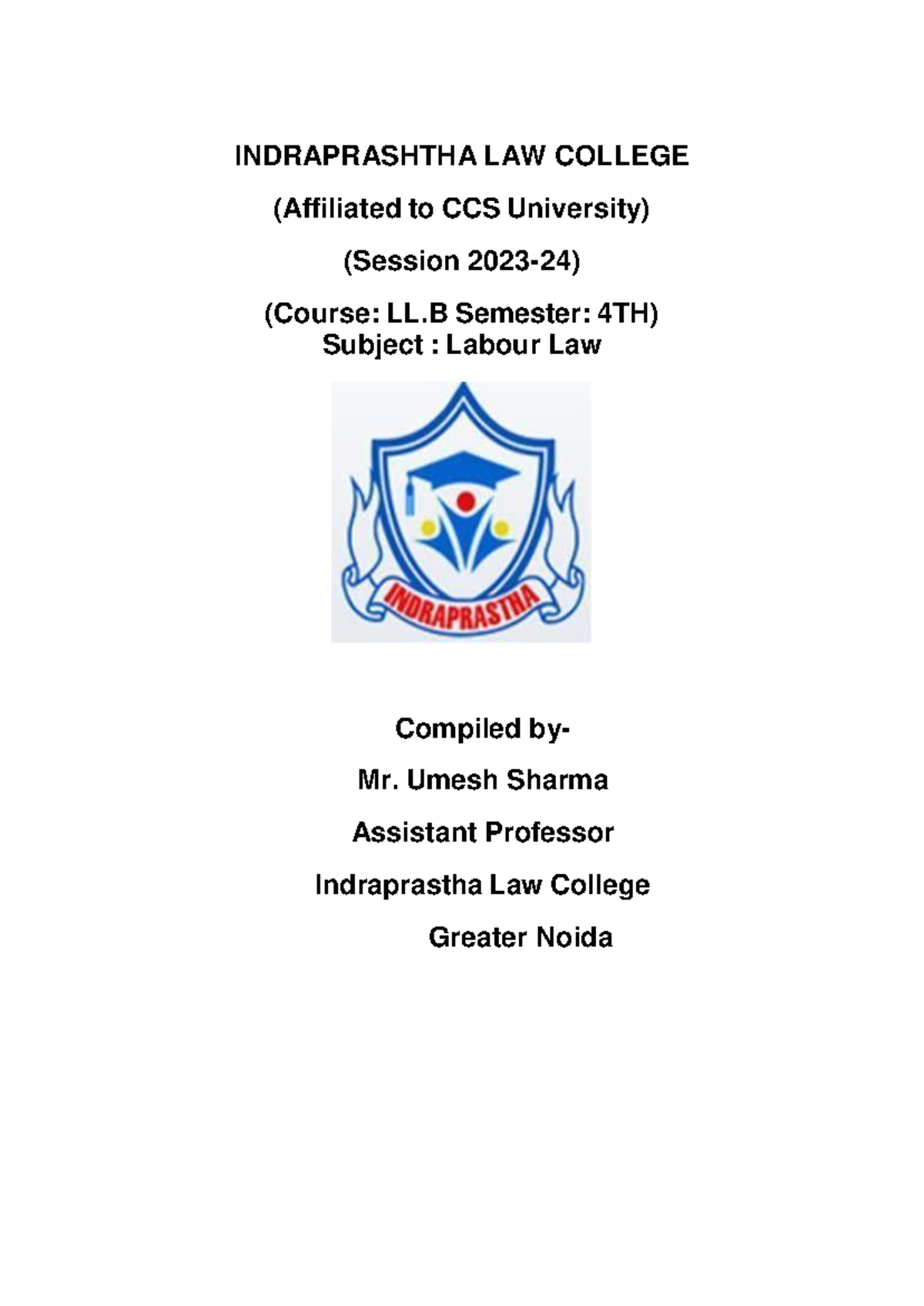 K-4002 Labour Law: Comprehensive Notes for LL.B Semester 4 - Document Preview