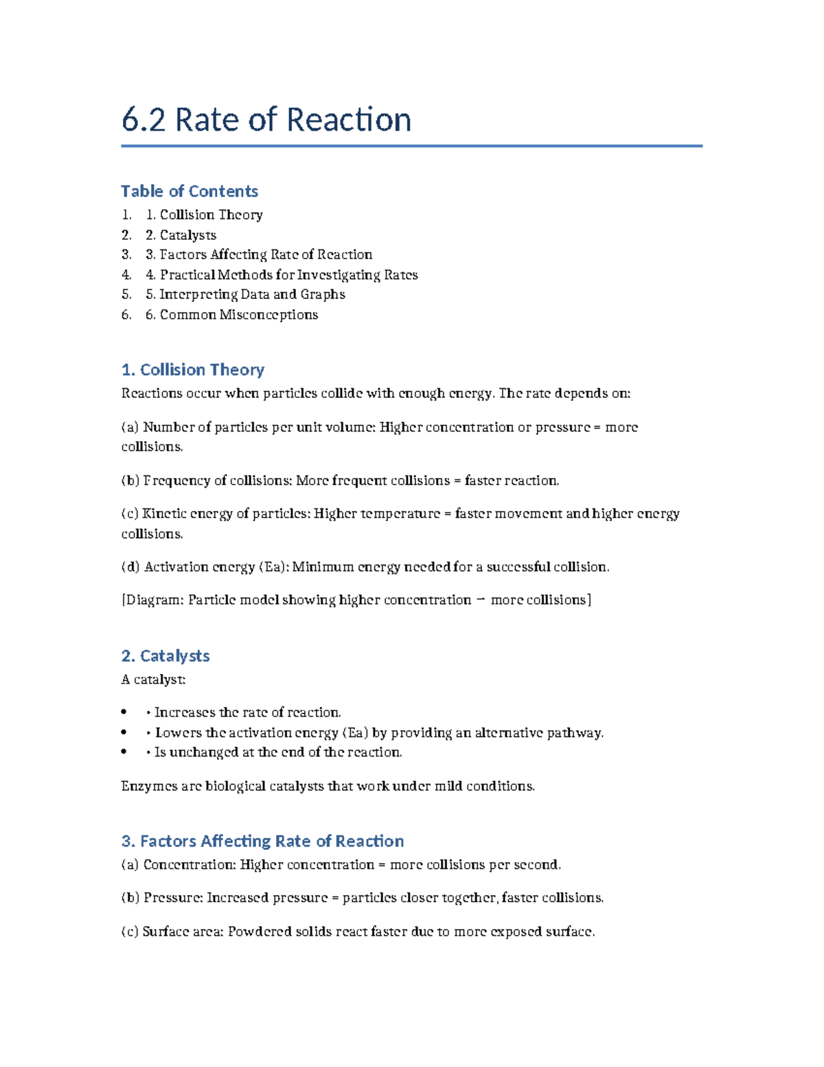 Rate of Reaction Notes: Understanding Collision Theory & Catalysts ...