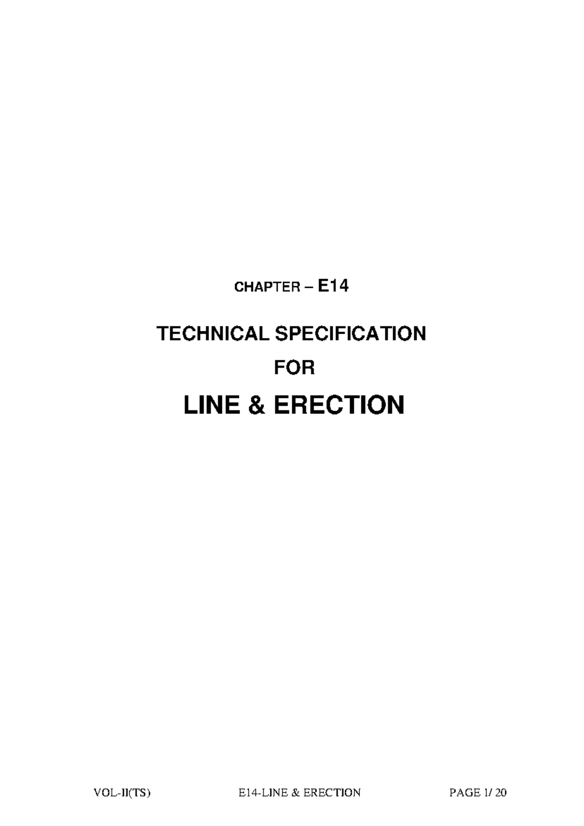 CHAPTER E14: TECHNICAL SPECIFICATIONS FOR 11kV & 33kV LINE ERECTION ...