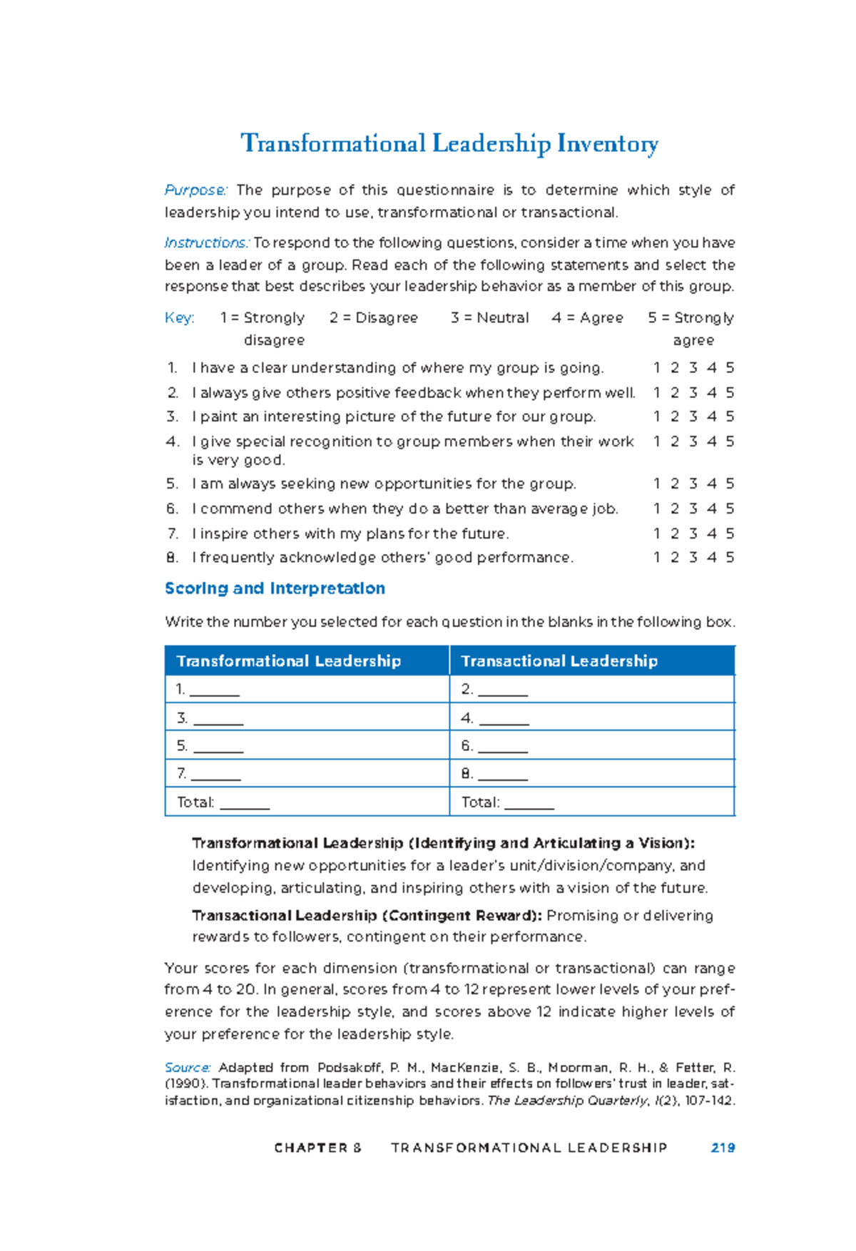 Transformational Leadership Inventory: Assessing Leadership Styles ...