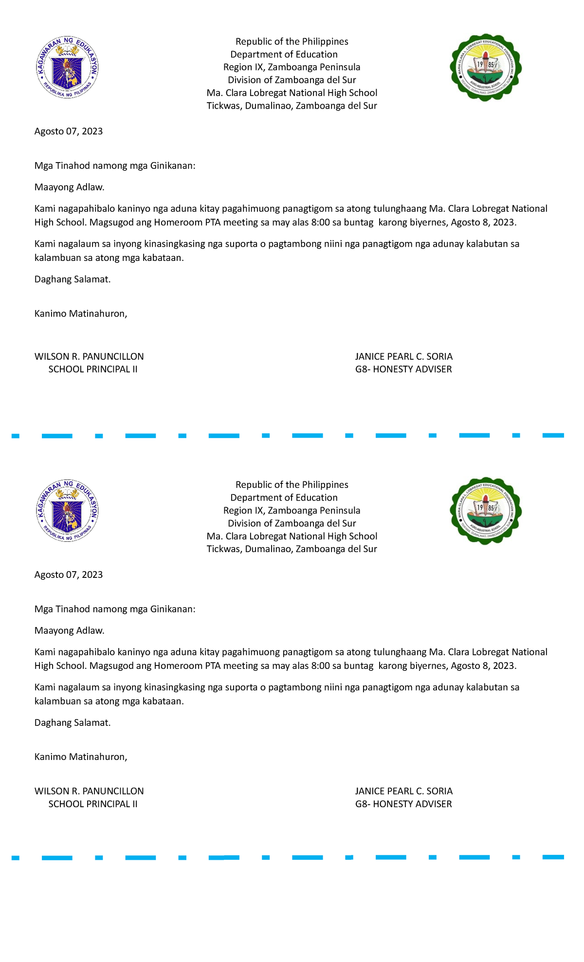 Invitation letter for GPTA meeting - Republic of the Philippines ...