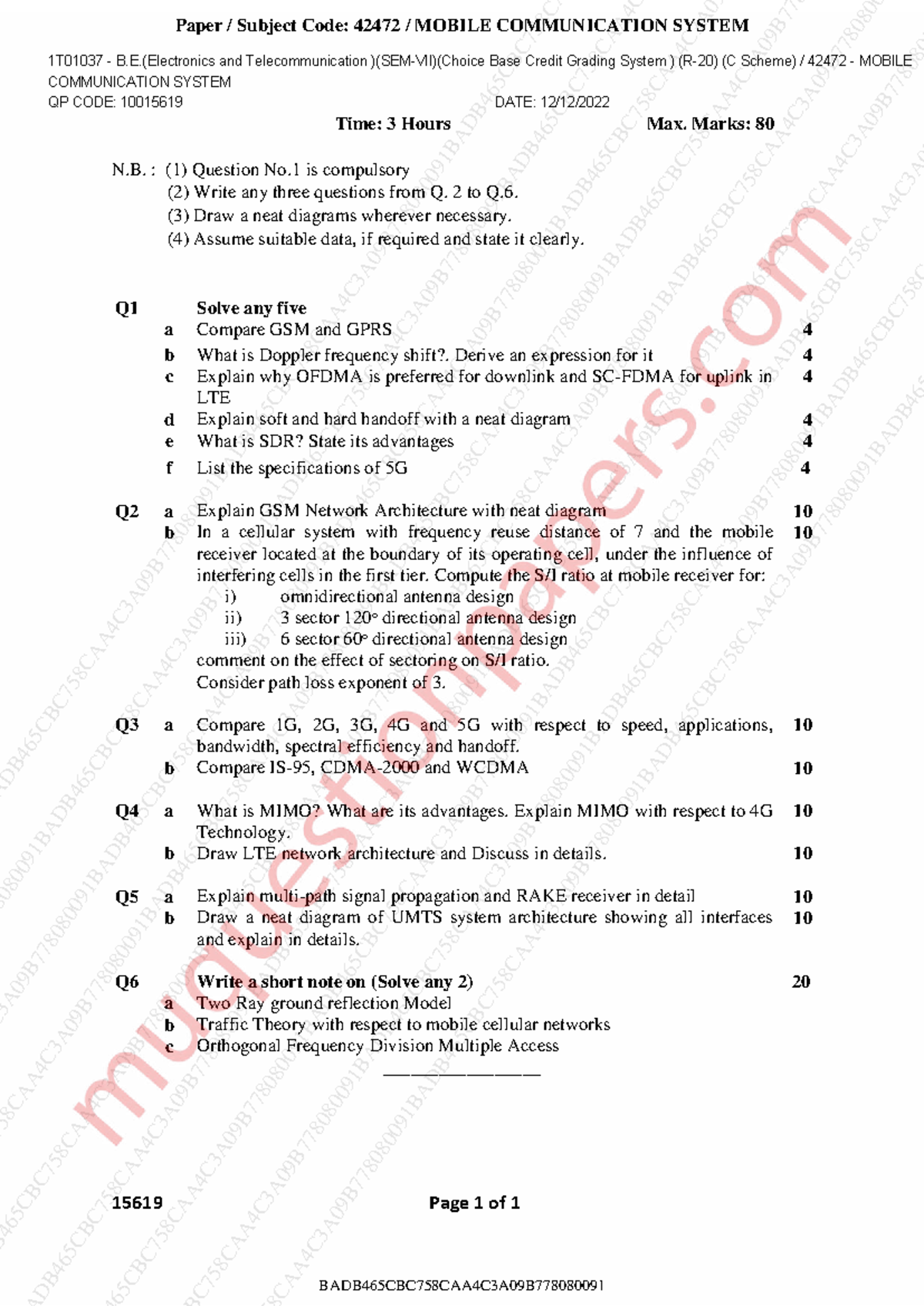 CA 42472 Mobile Communication System Final Exam Paper - Dec 2022 - Studocu
