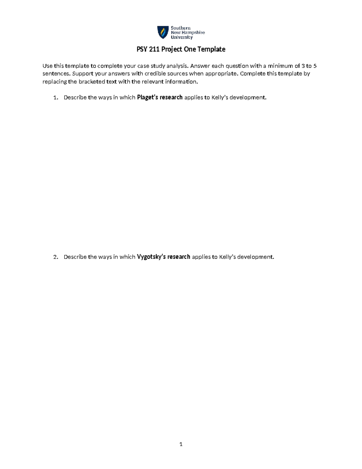 PSY 211 Project One Case Study Analysis Template - Studocu
