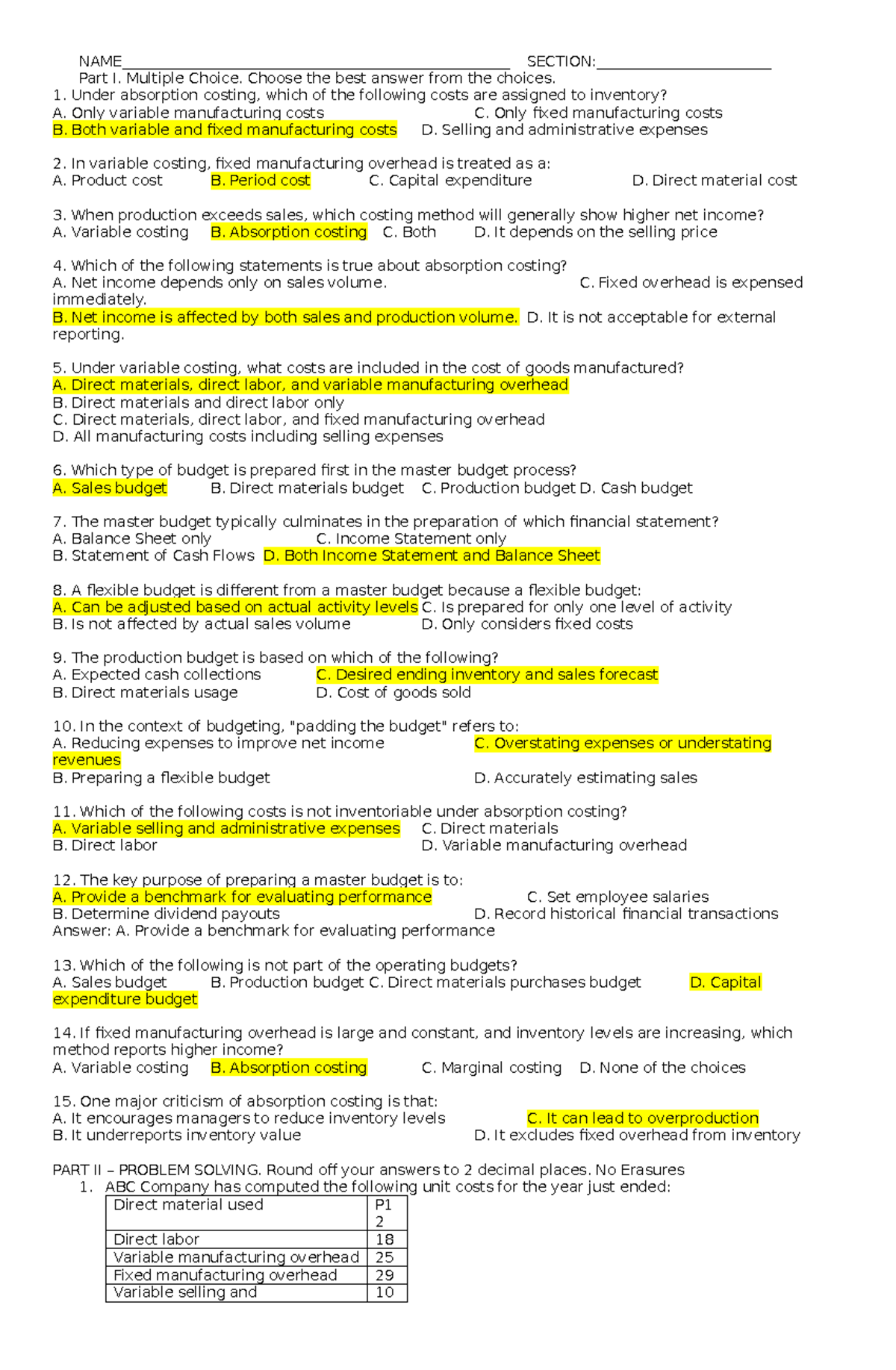 MGT2-Quiz-Semis: Multiple Choice Questions and Problem Solving - Studocu