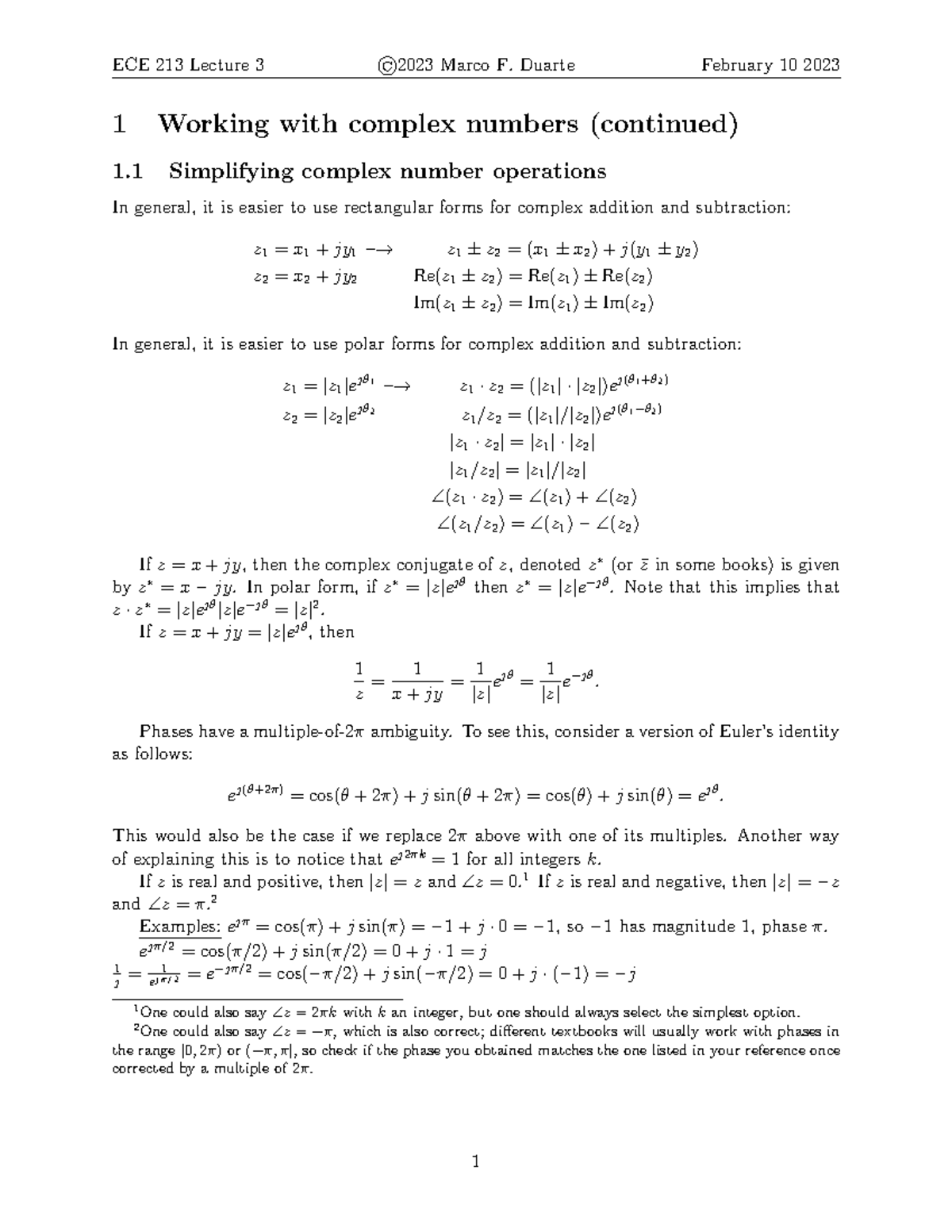 Lecture 3 - good notes - ECE 213 Lecture 3 ©2023 Marco F. Duarte ...
