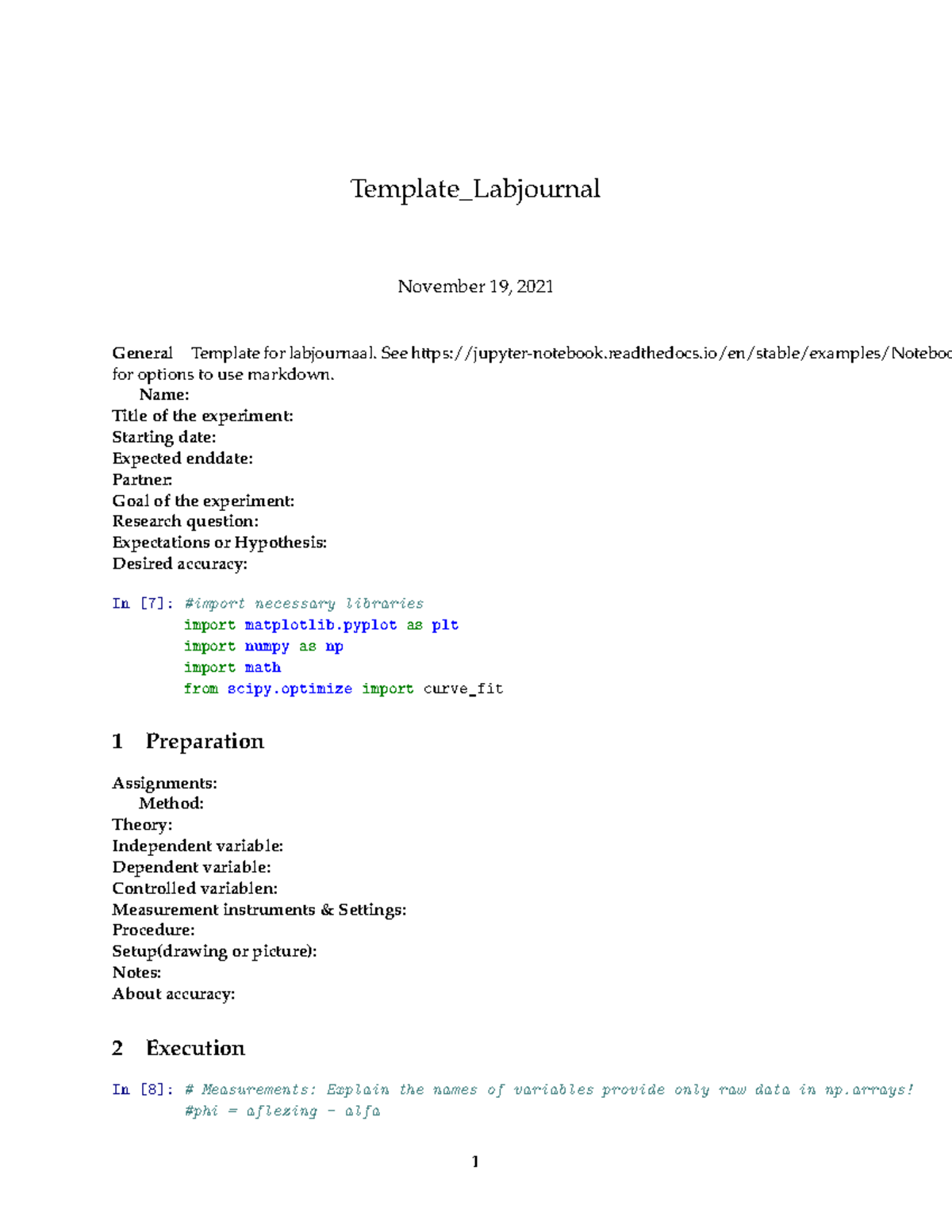 Lab Journal Template for Experiment Documentation - ougougo - Studeersnel