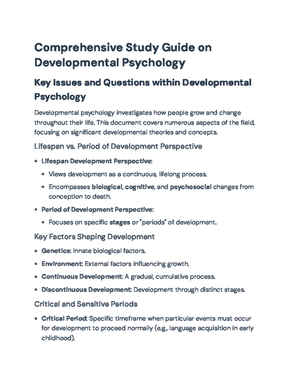 Developmental Psychology Overview: Key Theories and Concepts ...
