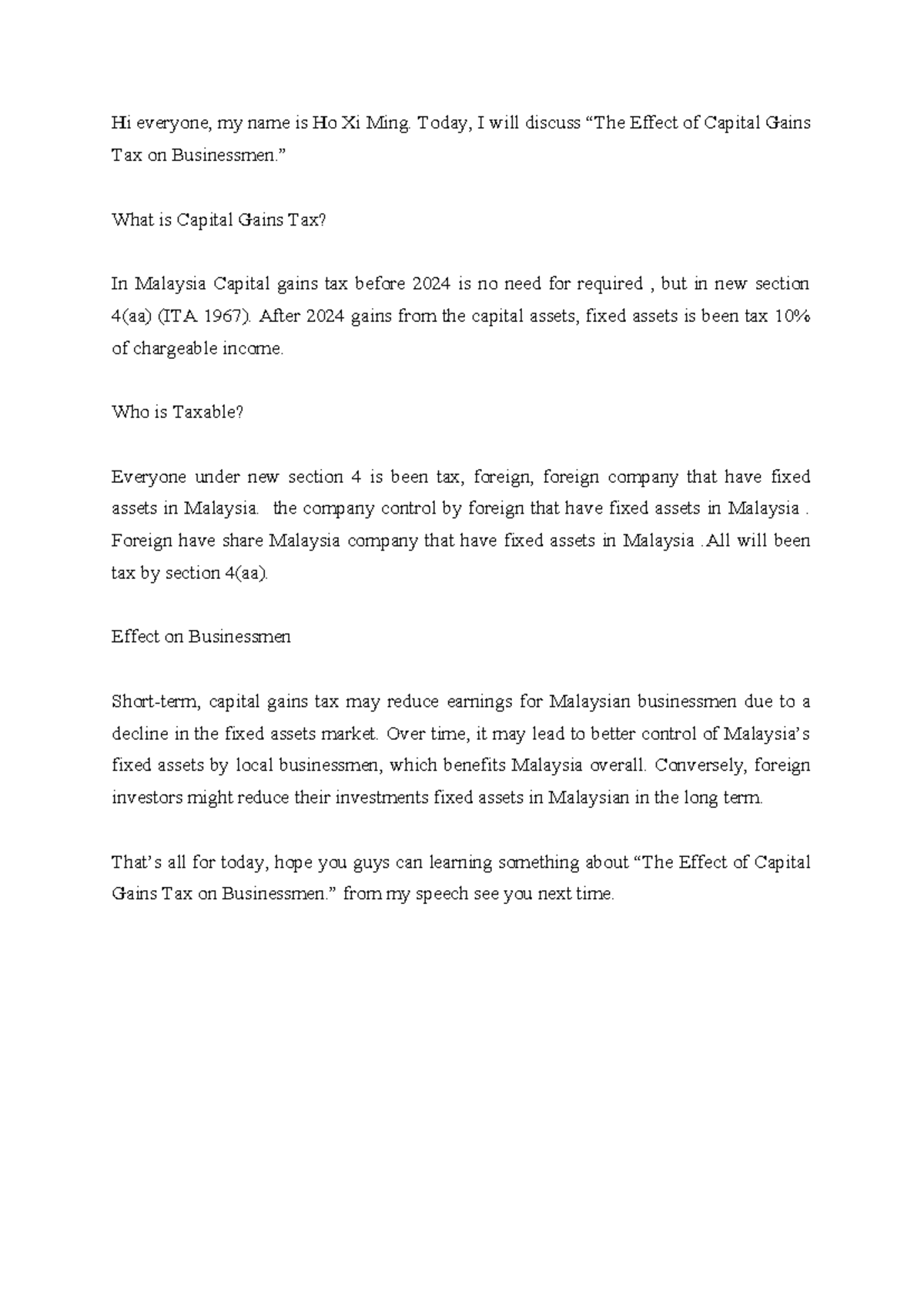 ABFT1024 CW1: Individual Assignment on Capital Gains Tax Impact - Studocu