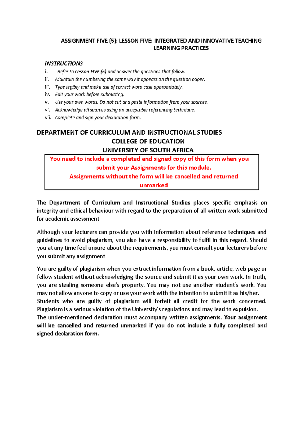 Assignment 5 S1 2022 Final Assignment Five 5 Lesson Five