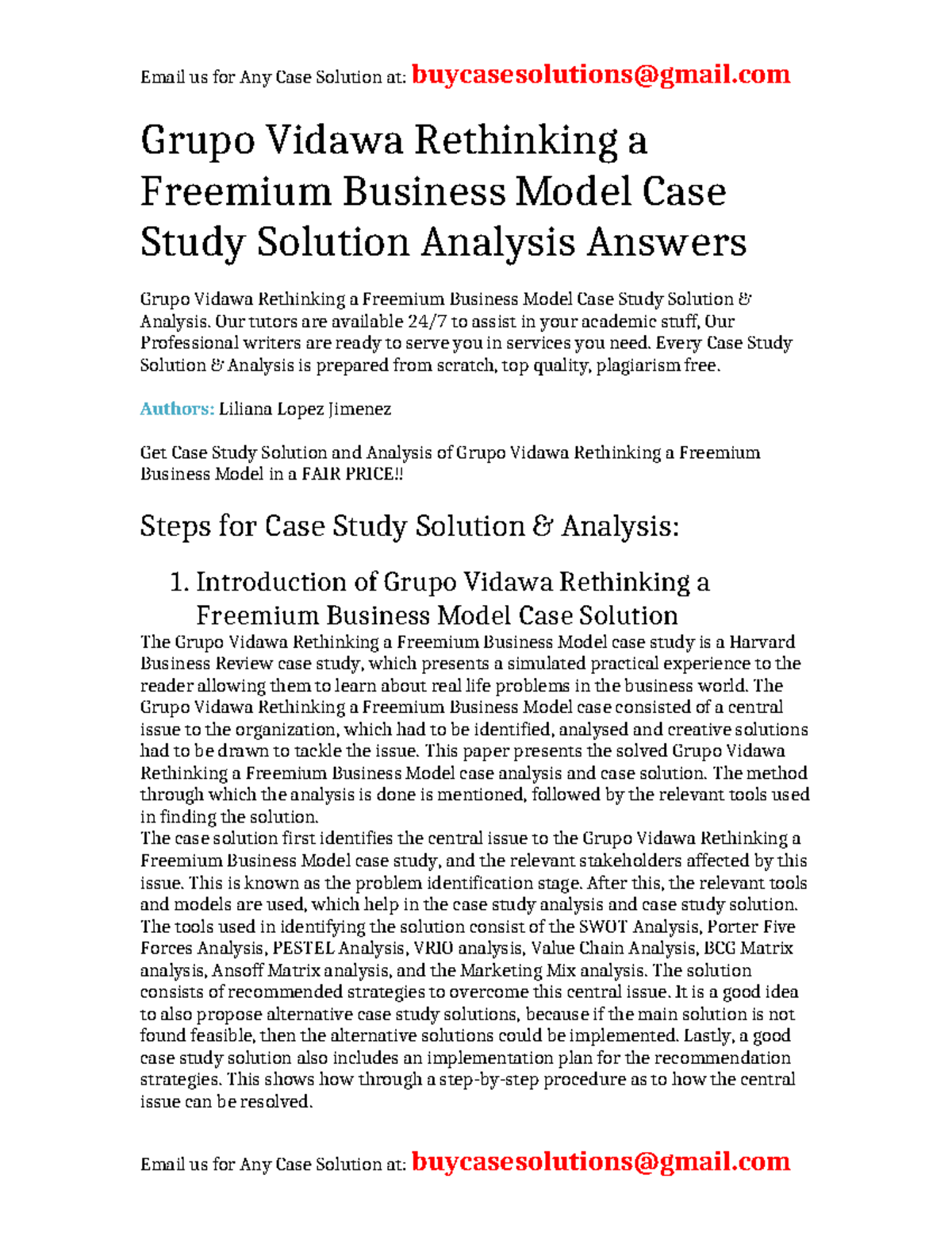 Grupo Vidawa Case Study: Solutions & Analysis for Freemium Model - Studocu