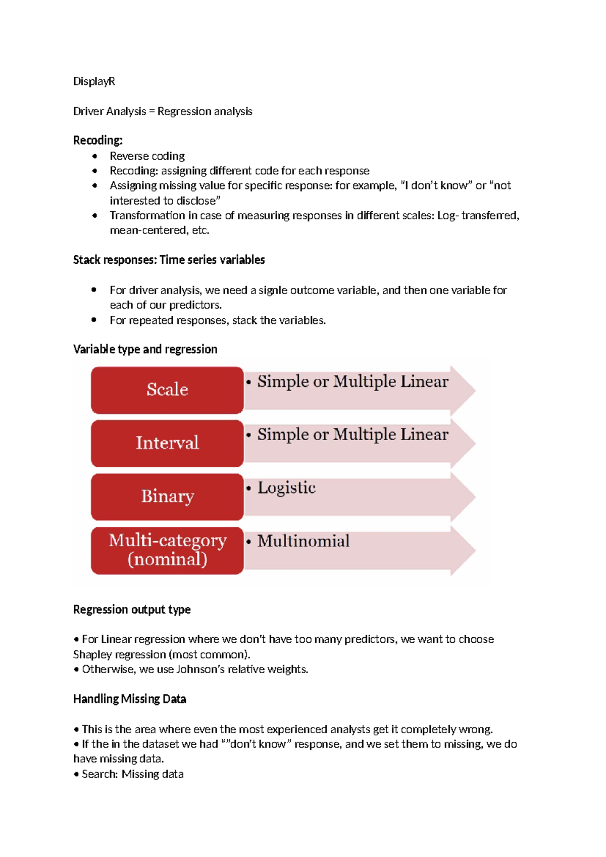 Week 10 Lecture Notes: Driver Analysis & Regression Techniques - Studocu