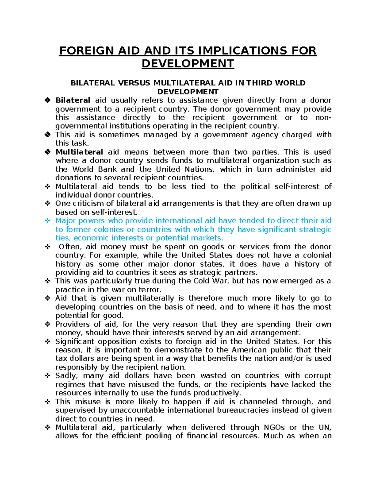 ZGB 2102: Foreign Aid Implications - Bilateral vs Multilateral Aid ...