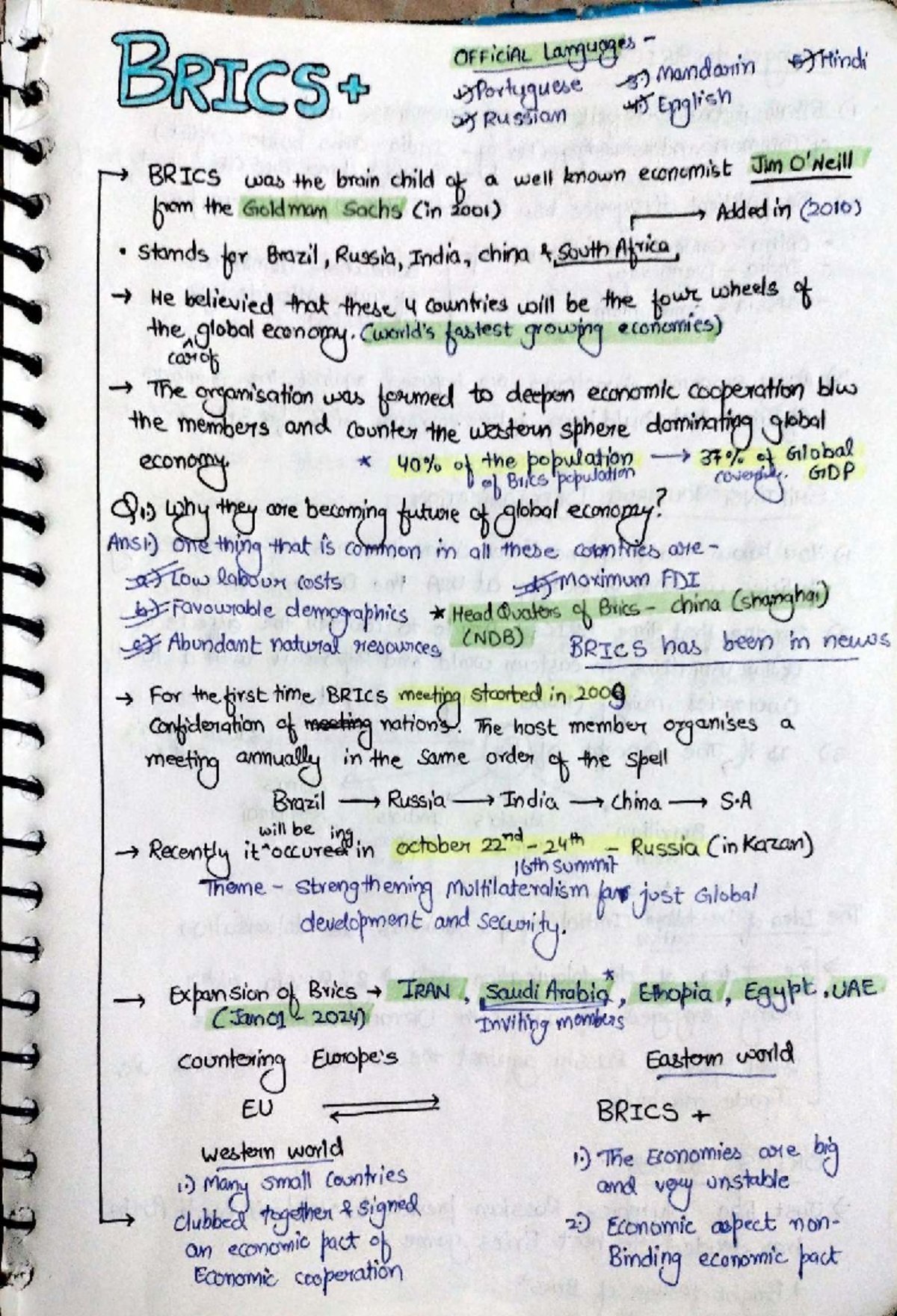 BRICS and Global Economy: Insights and Challenges - Lecture Notes - Studocu
