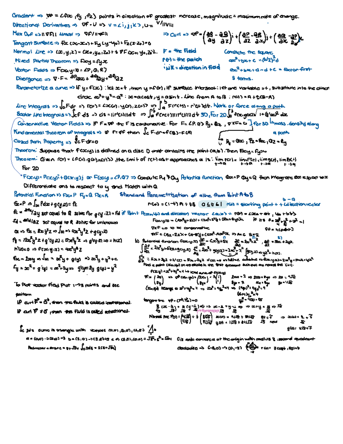 Midterm Exam Notes: Vector Fields and Partial Derivatives (MATH 201 ...