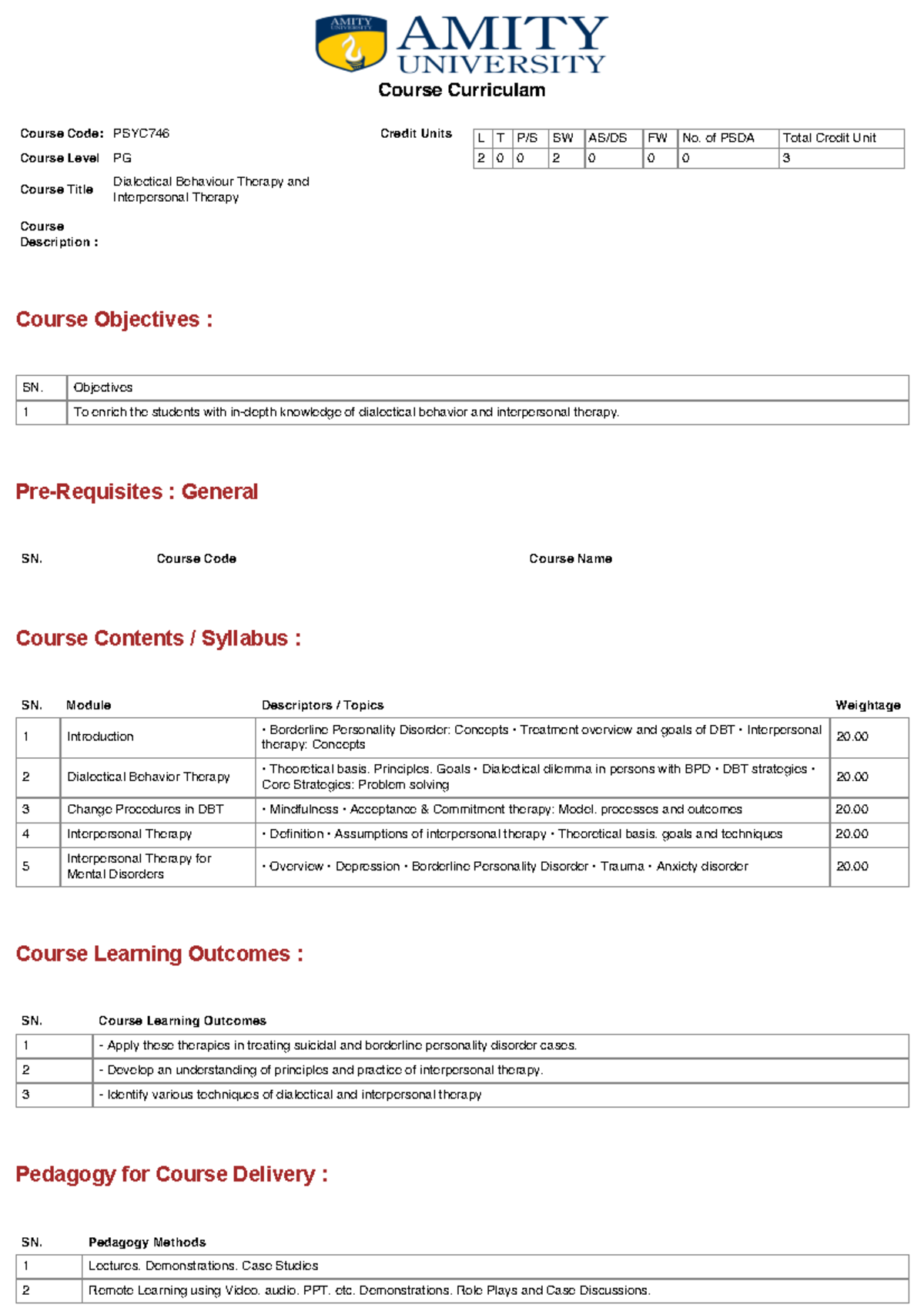 Dialectical Behavior Therapy & Interpersonal Therapy Syllabus PSYC746 ...