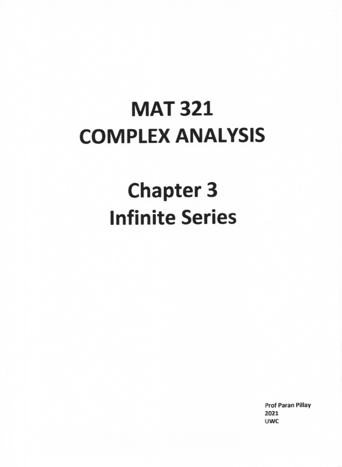 Mat321 Chapter 3: Exploring Infinite Series Concepts - Studocu