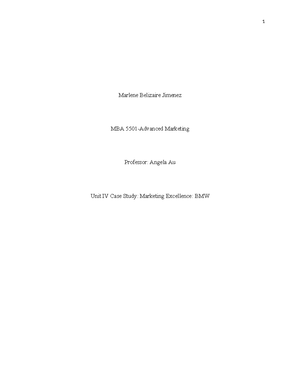 MBA Marketing Unit IV Case Study: Marketing Excellence at BMW - Studocu