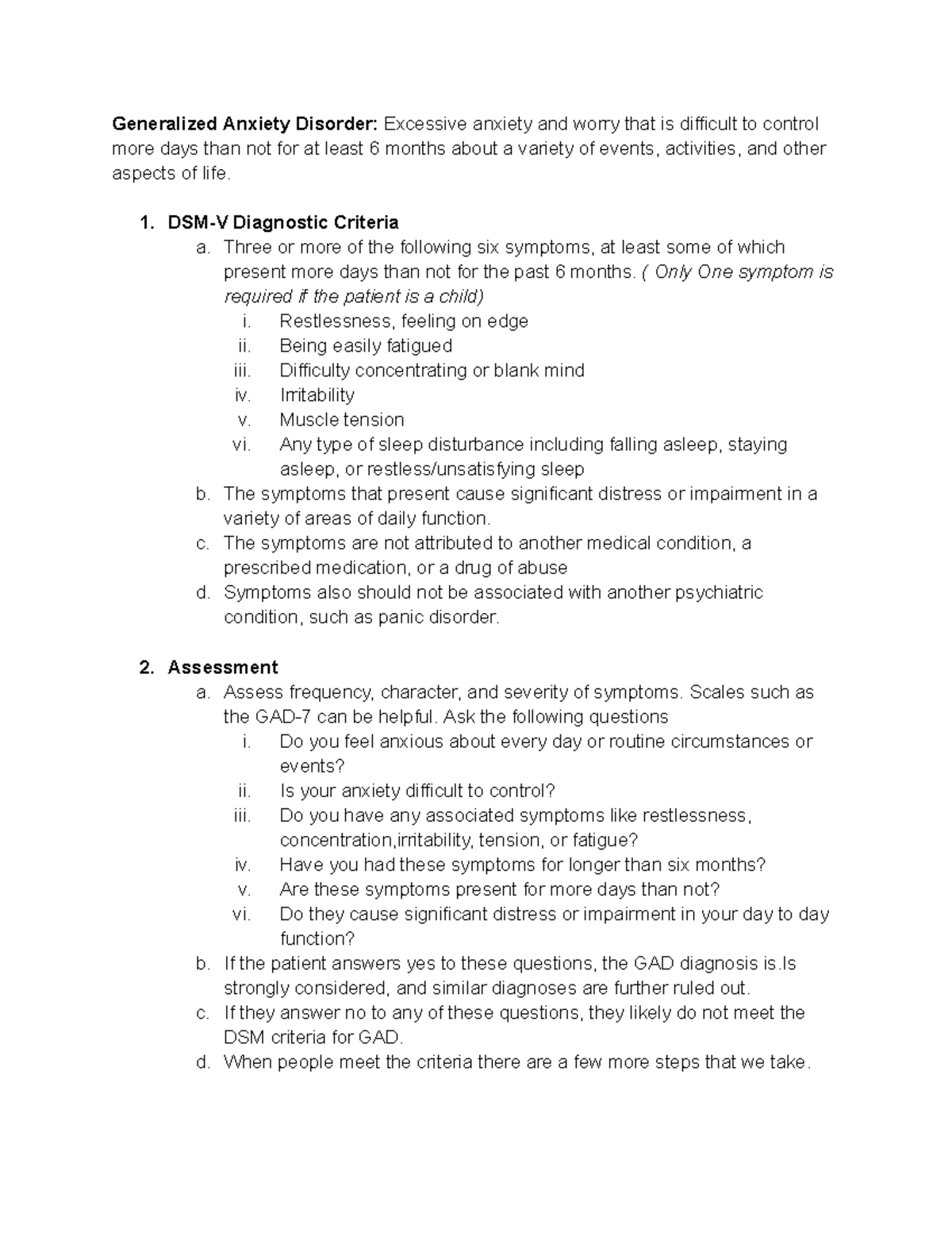 GAD Overview: Diagnostic Criteria, Assessment, and Treatment Guidelines ...