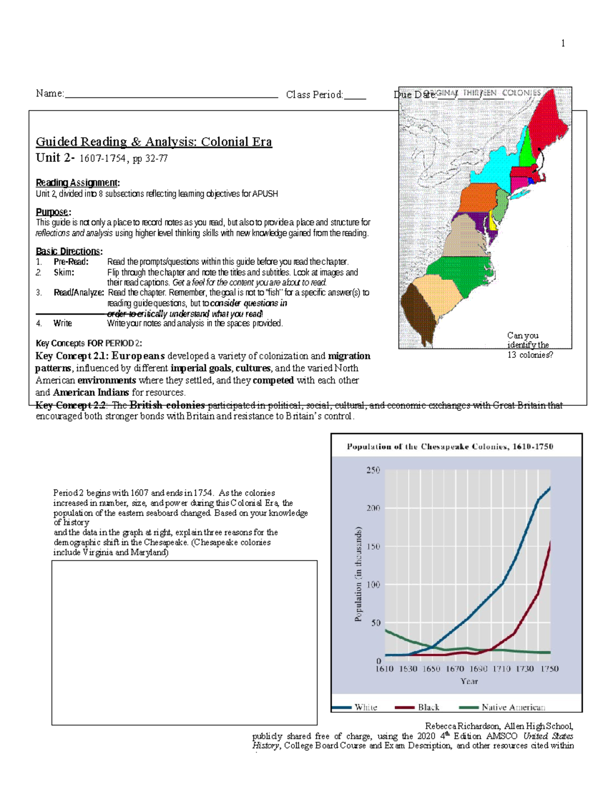 Unit 2 Reading Guide - Amsco APUSH (1607 - 1754) - Studocu