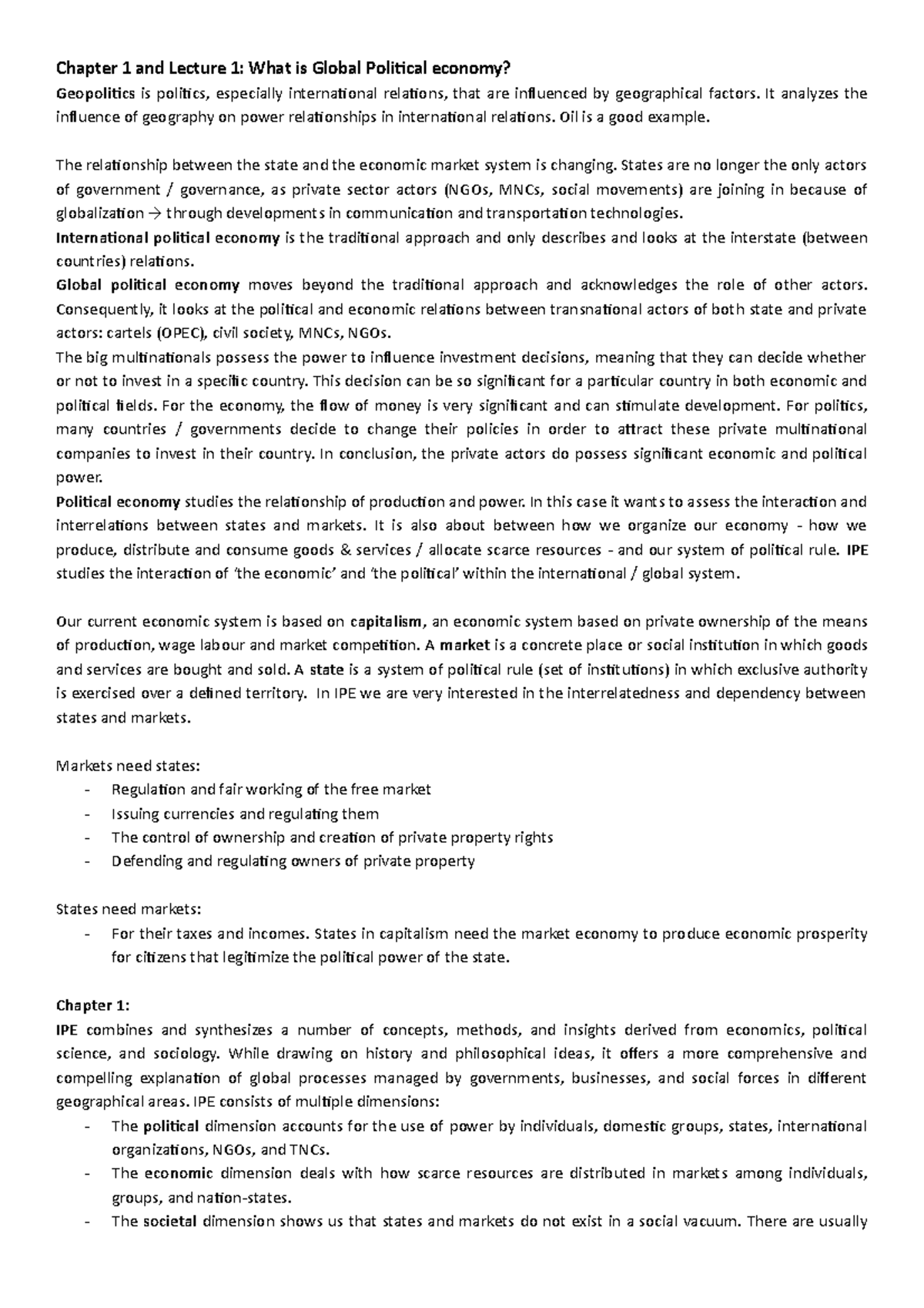 Global Political Economy 101: Key Concepts and Theories Summary ...