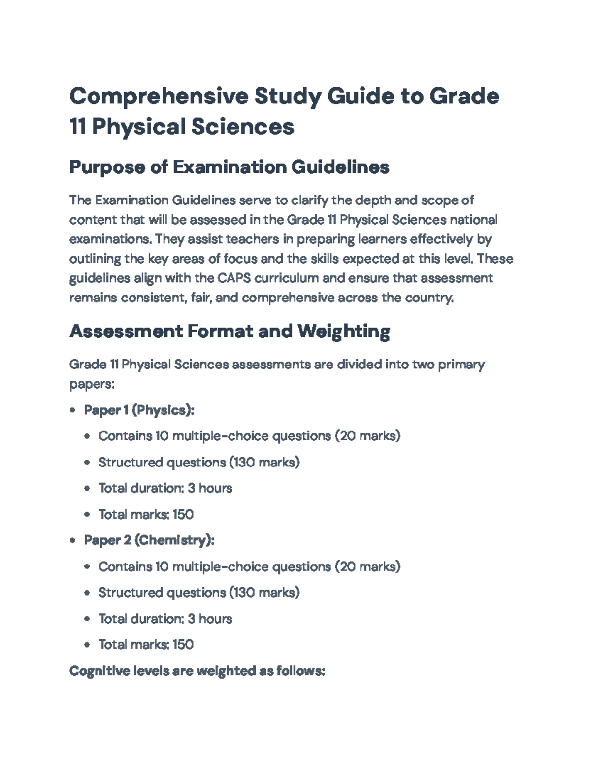 Grade 11 Physical Sciences: Comprehensive Study Guide & Exam Prep - Studocu