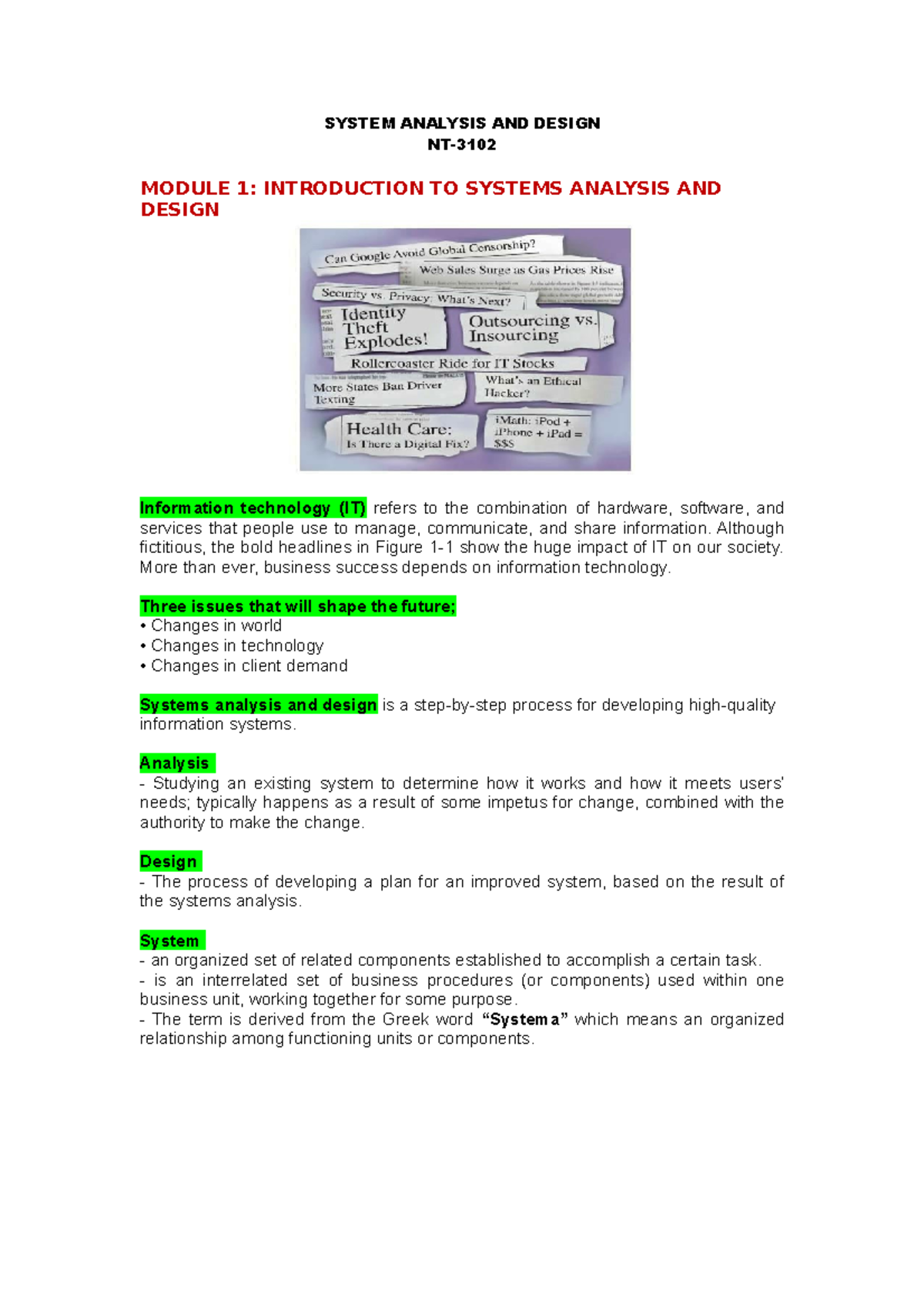 SAD- Systems Analysis and Design Reviewer: Key Concepts & Tools - Studocu