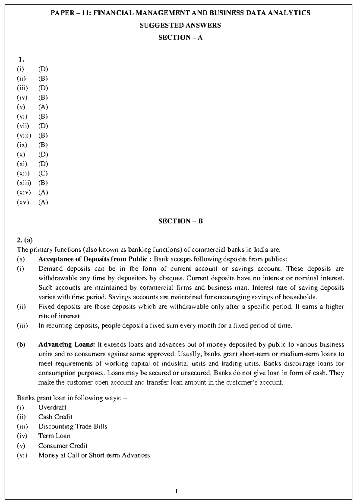 P11: Financial Management & Business Data Analytics Suggested Answers ...