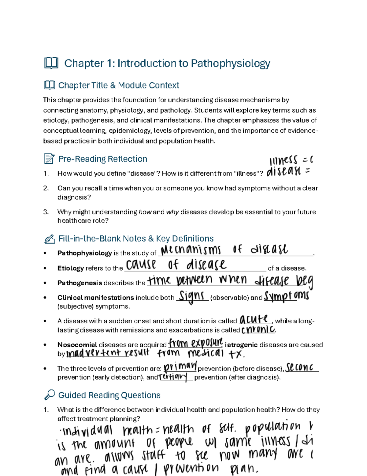 Chapter 1: Introduction to Pathophysiology - Studocu