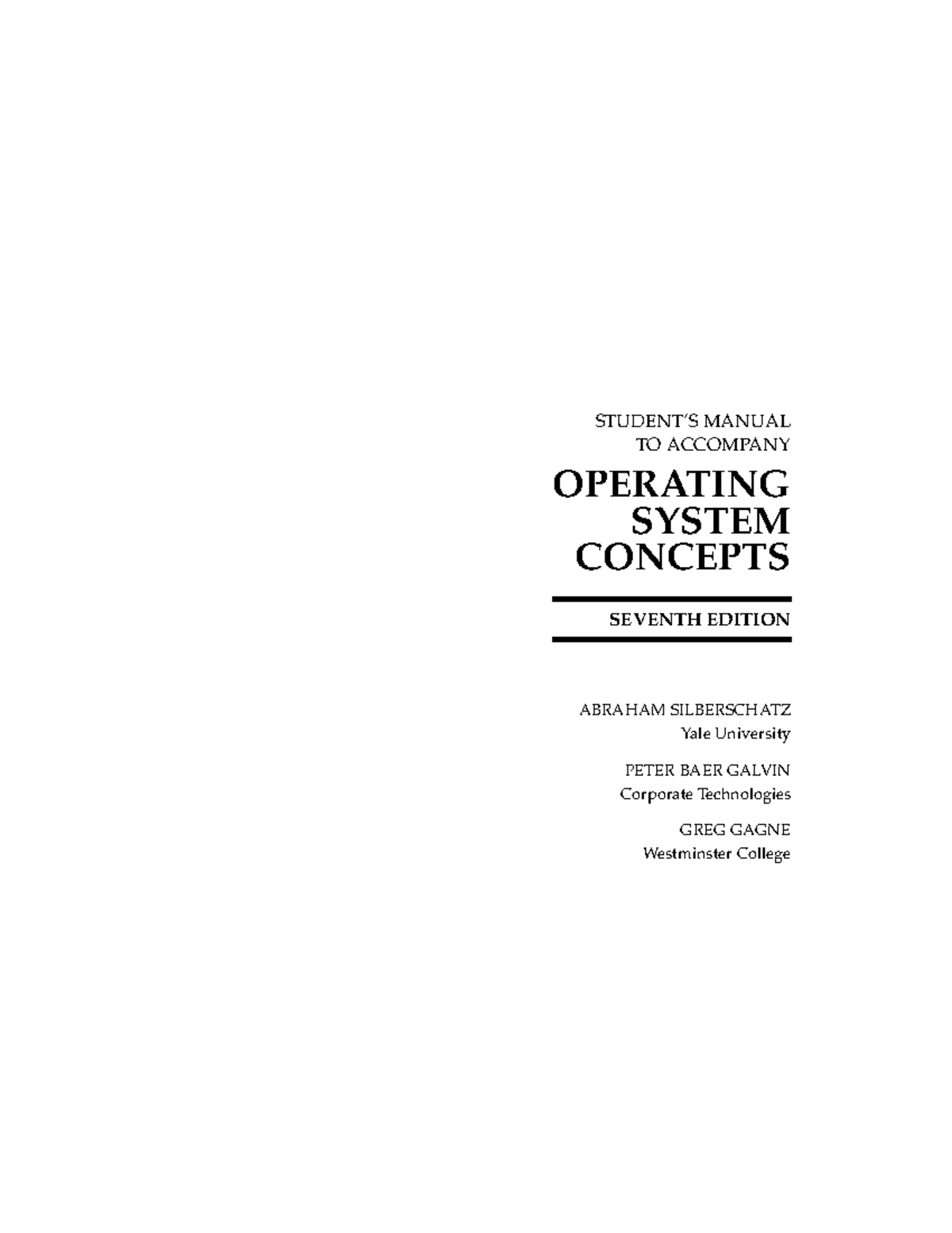 Student's Manual: Operating System Concepts (CS101) Chapter Overview ...