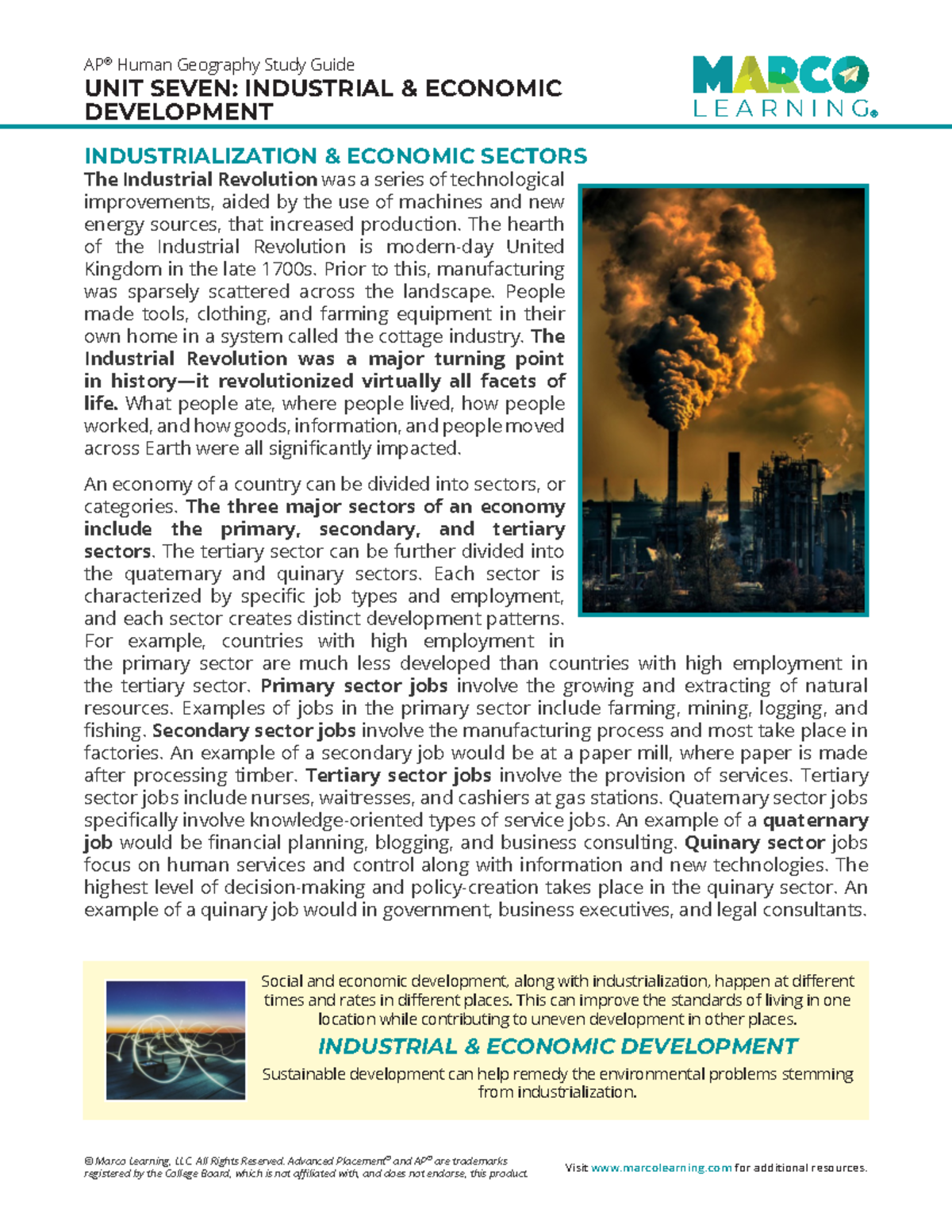 AP® Human Geography Unit 7 Study Guide: Industrial & Economic Development -  Studocu