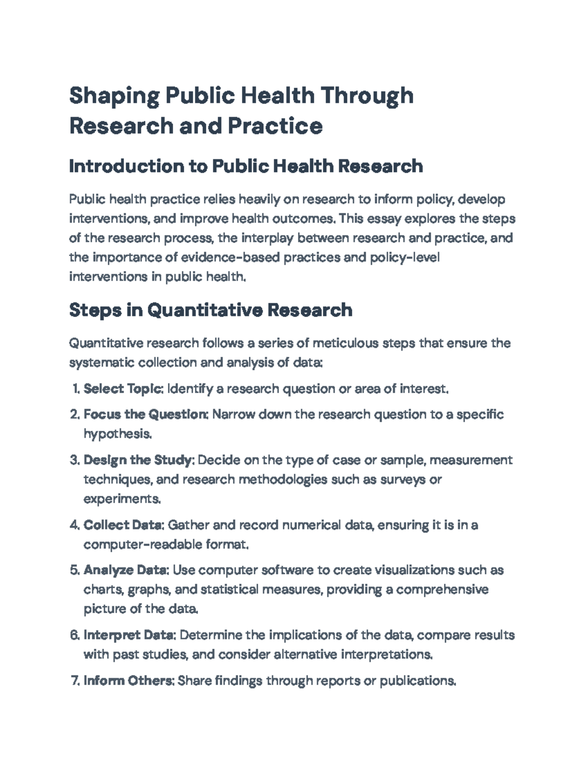 Public Health Research: Process, Practice, and Policy Insights ...
