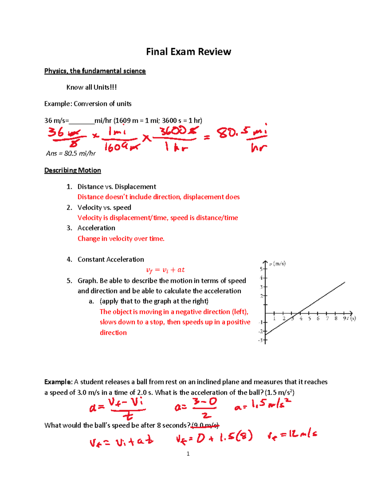 Final Exam Review Notes for Physics (PHYS 101) - Studocu