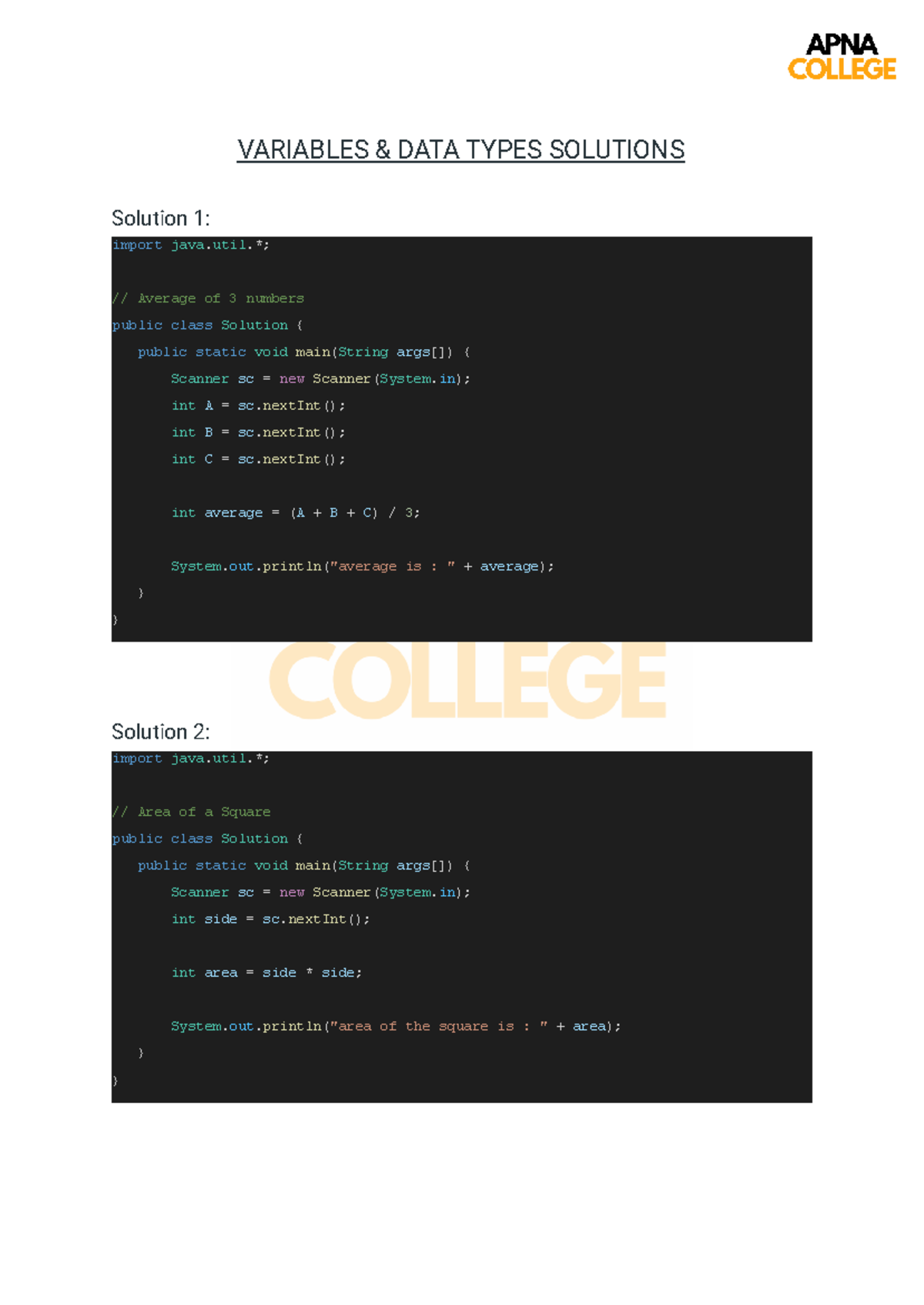 6.18 Variables Data Types Solutions: Average & Area Calculations - Studocu