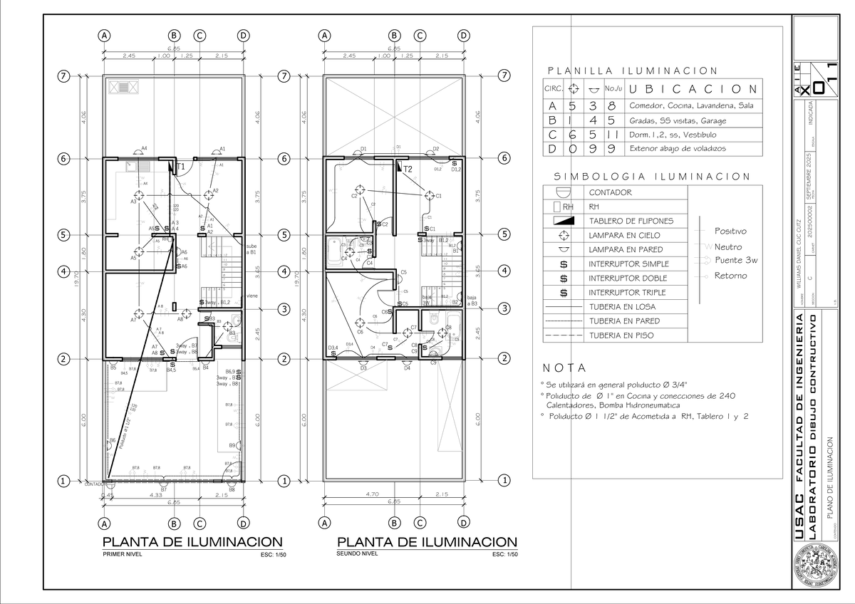 Proyecto Vivienda: Dibujo Constructivo - Plano Iluminación (C) - Document Preview