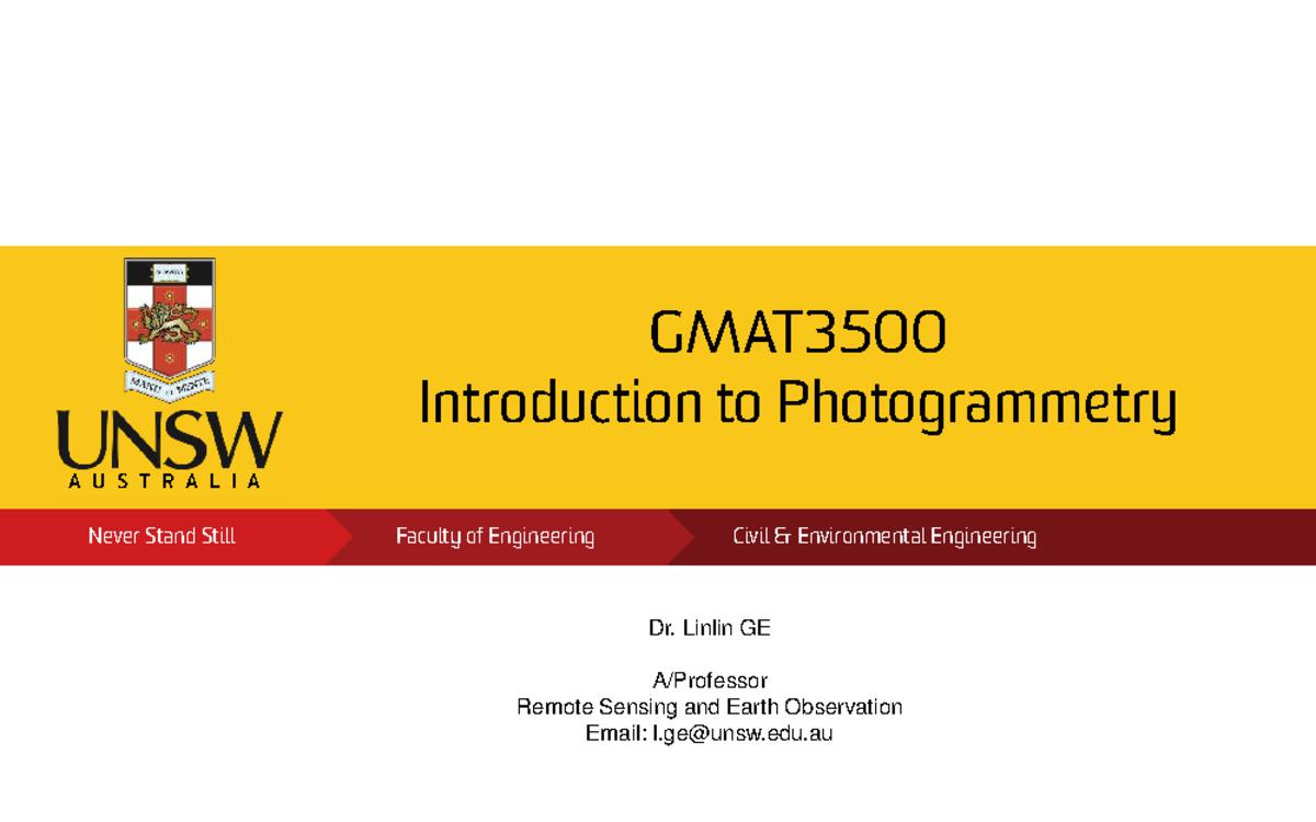 GMAT3500 Introduction to Photogrammetry: Techniques and History - Studocu