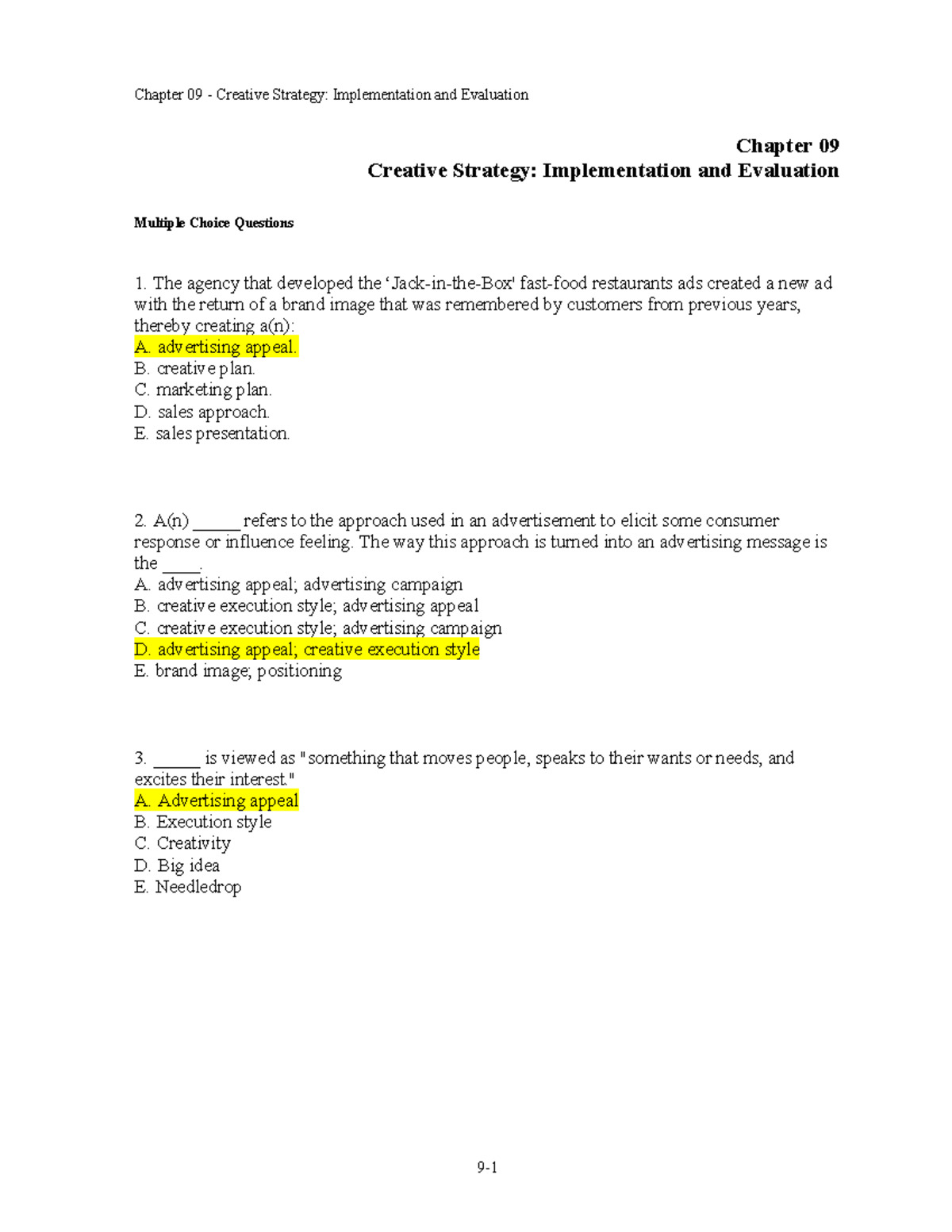 Chap009 - AAAAA - Chapter 09 Creative Strategy: Implementation and ...