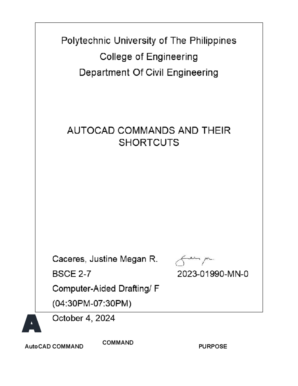 AutoCAD Commands & Shortcuts Overview for Students (CAD101) - Studocu