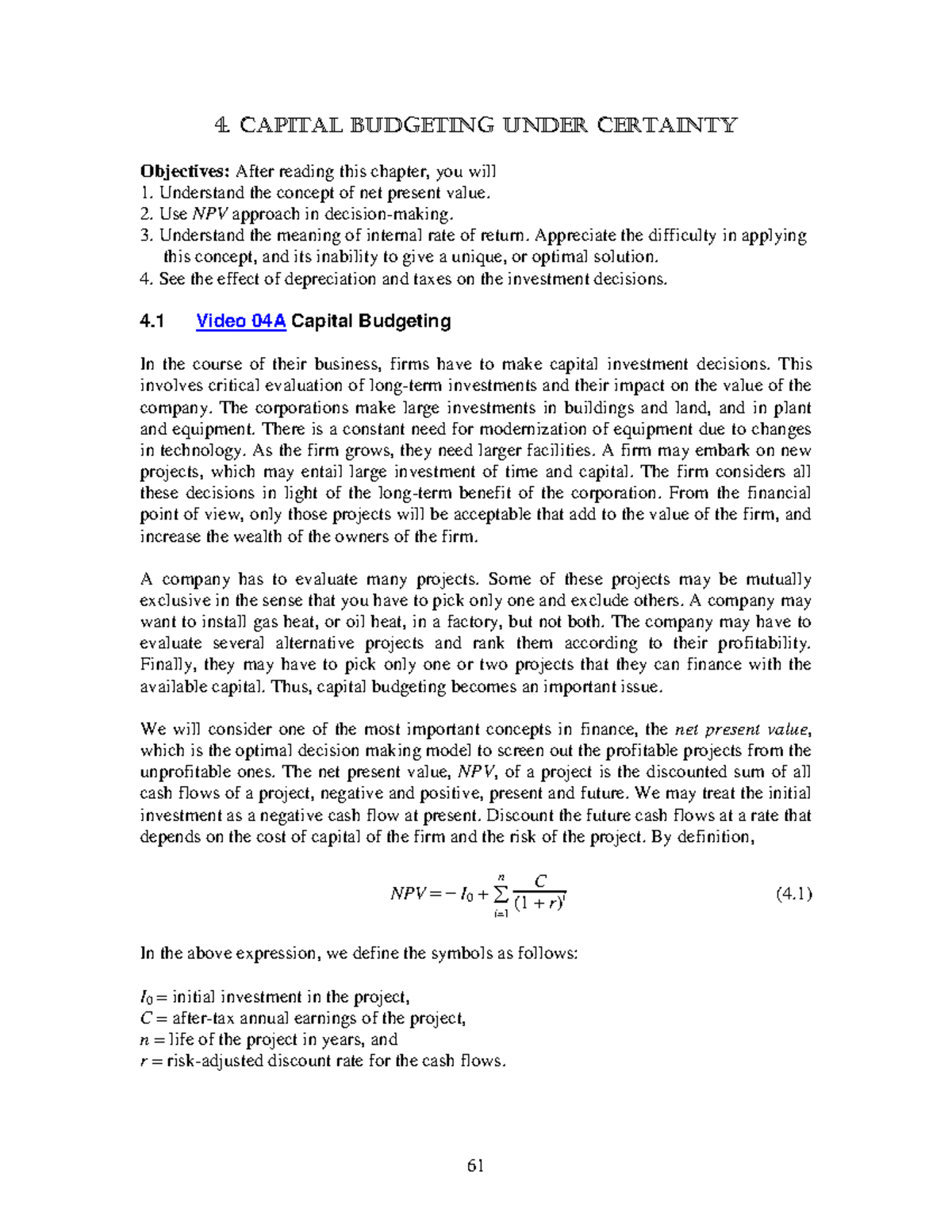 Capital Budgeting Concepts & NPV Analysis (Course Code: FIN 301) - Studocu