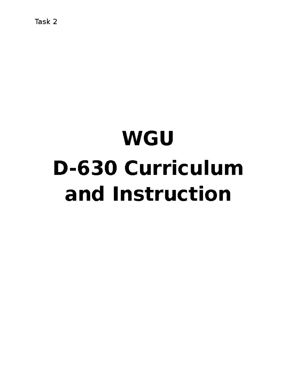 WGU D630 Task 4: Curriculum Mapping for Grade 1 Math Standards - Studocu