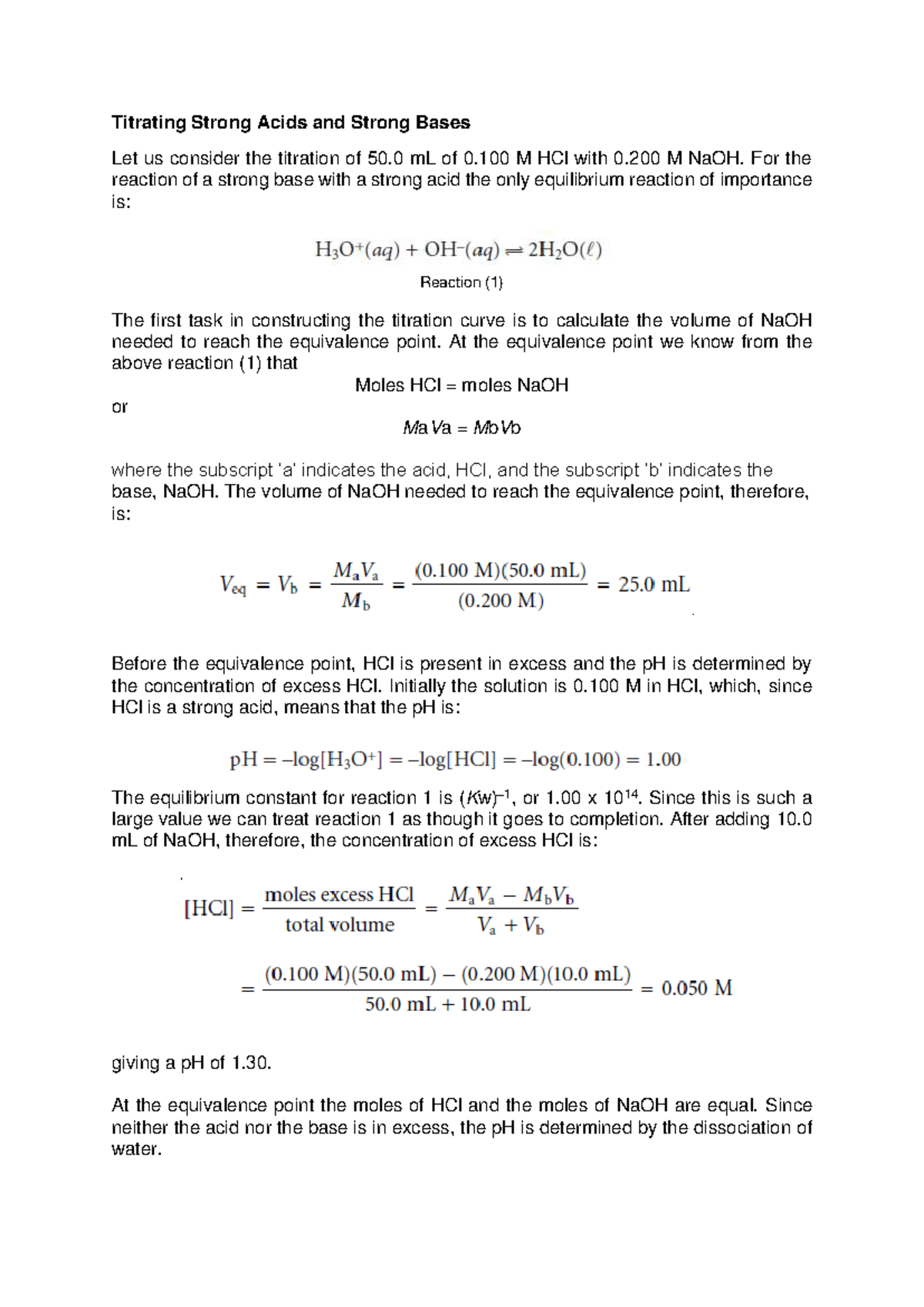 WK9 - Titration of Strong Acids and Bases: Key Concepts and ...