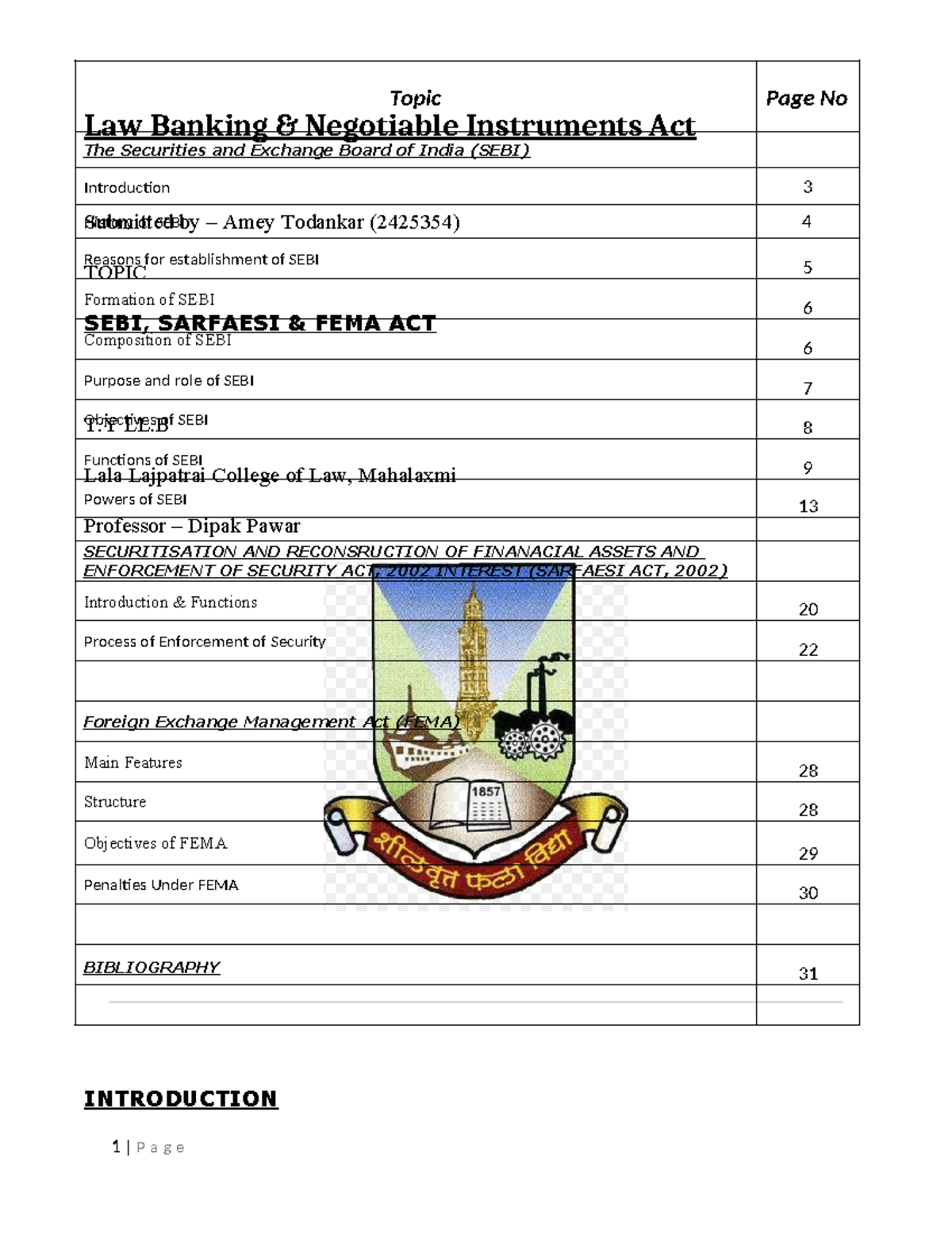 Banking Law: SEBI & SARFAESI Act Overview - Final Exam Notes (T.Y. LL.B ...