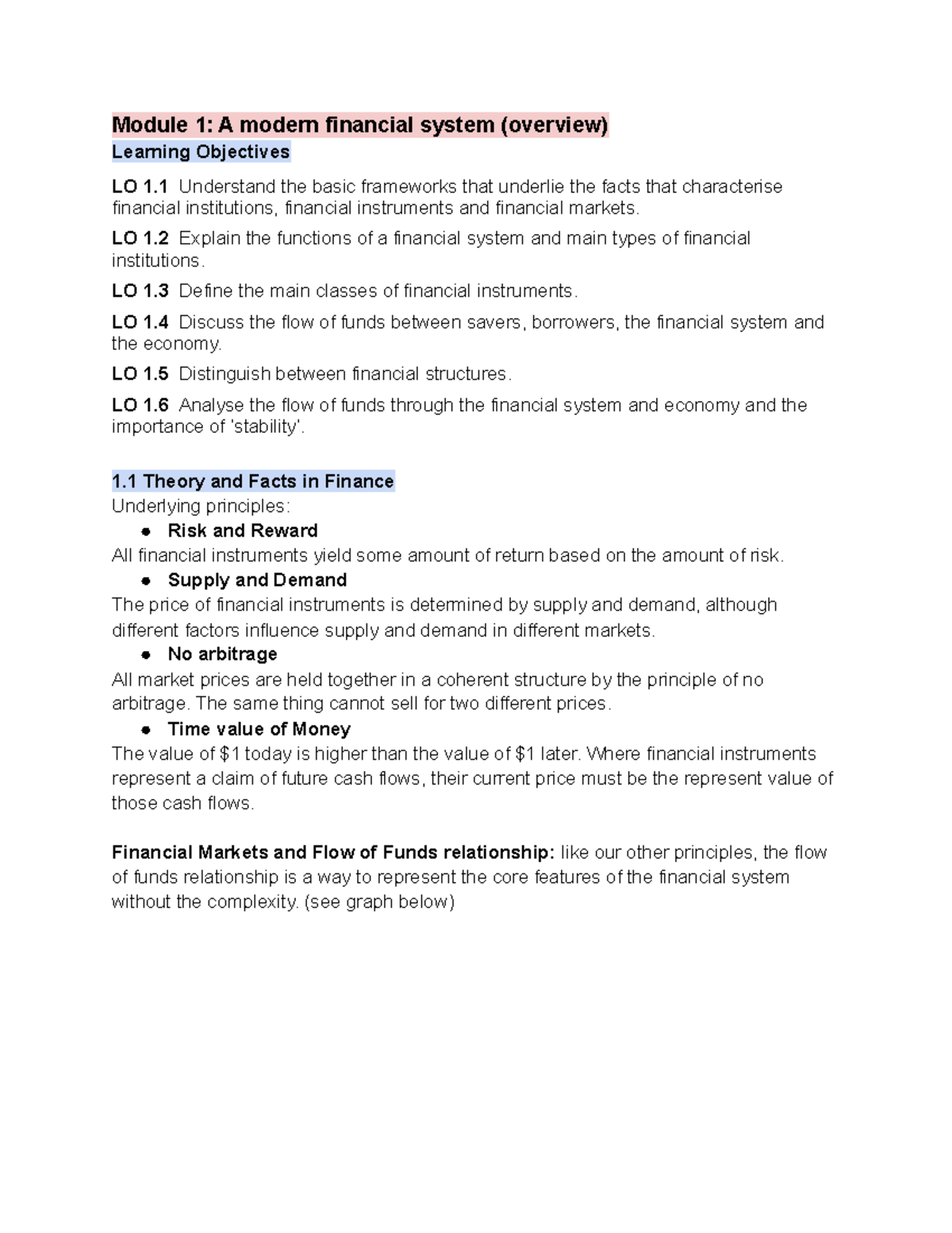 Financial Institutions and Markets (FIN301) Lecture Notes Overview ...