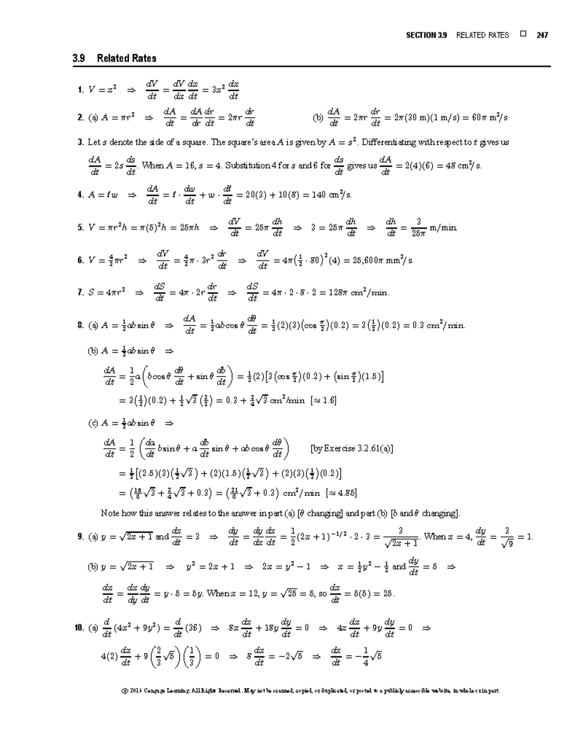 Chapter 3.9 Related Rates - Introduction to Calculus Notes - Studocu