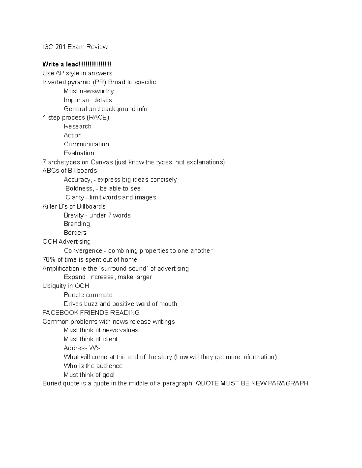 ISC 261 Midterm Notes - ISC Midterm Steps of the strategic message ...