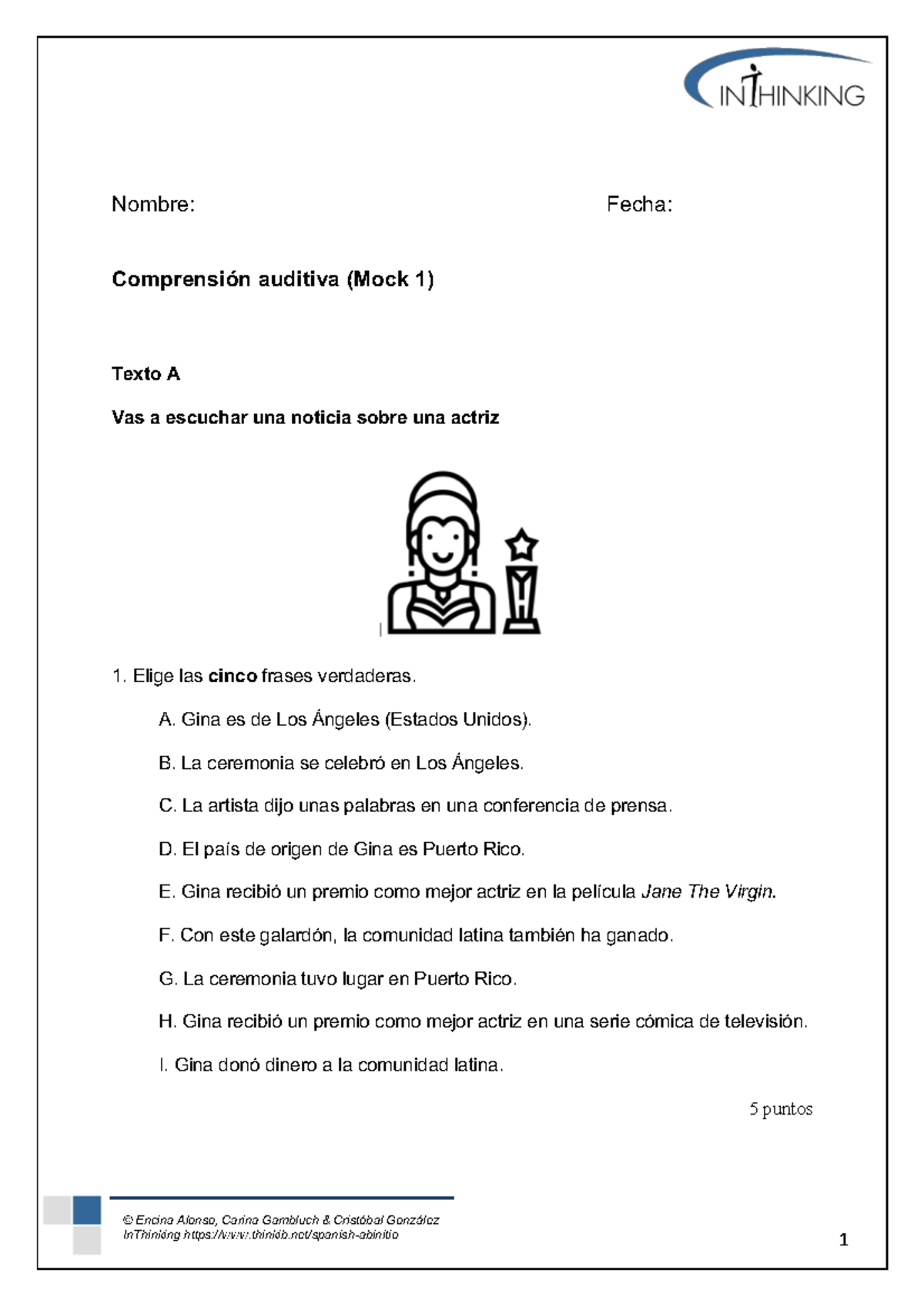 Mock 1 - Comprensión Auditiva en Español IB Ab Initio - Studocu